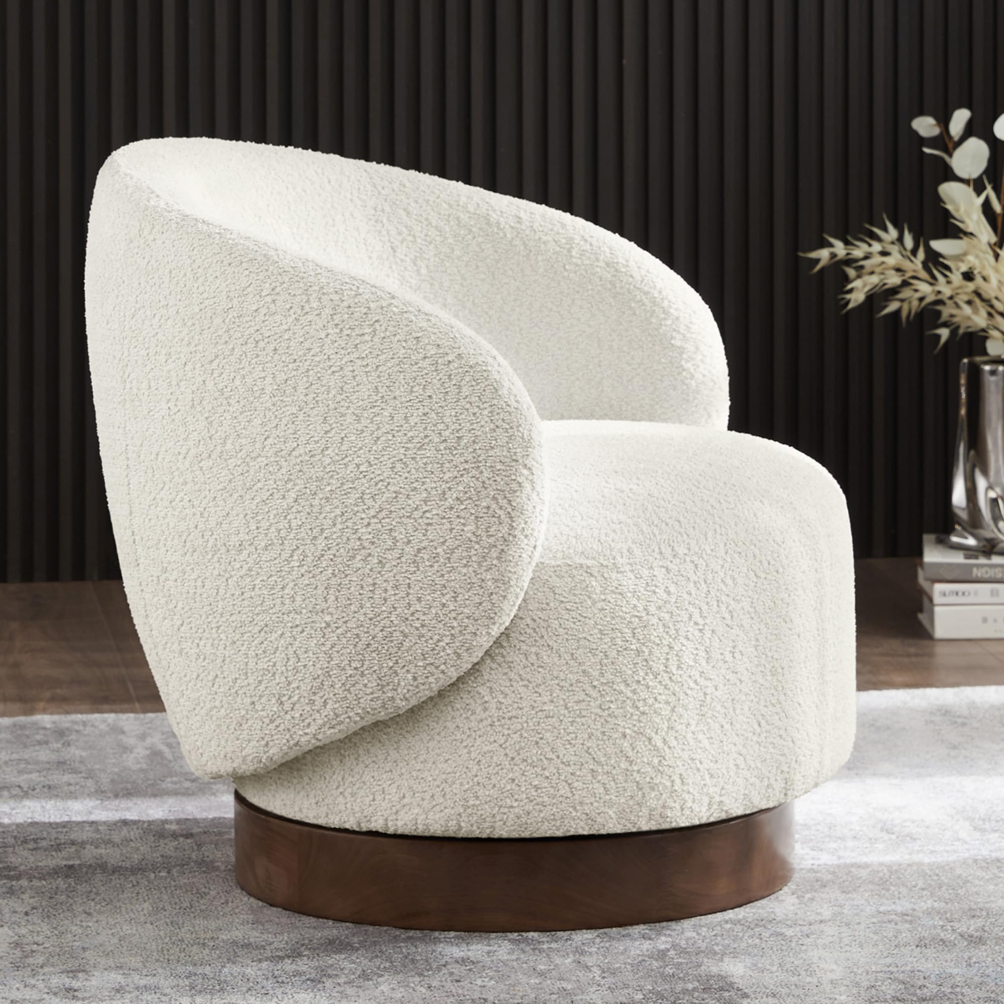 Swivel Accent Chair - 360° Rotating Round Barrel Armchair with Upholstered Performance Fabric, Modern Living Room Chair for Bedroom, Office, Reading Nook & Waiting Area (1 Piece, Cream) - Perfect for Small Spaces, Home Decor & Relaxation