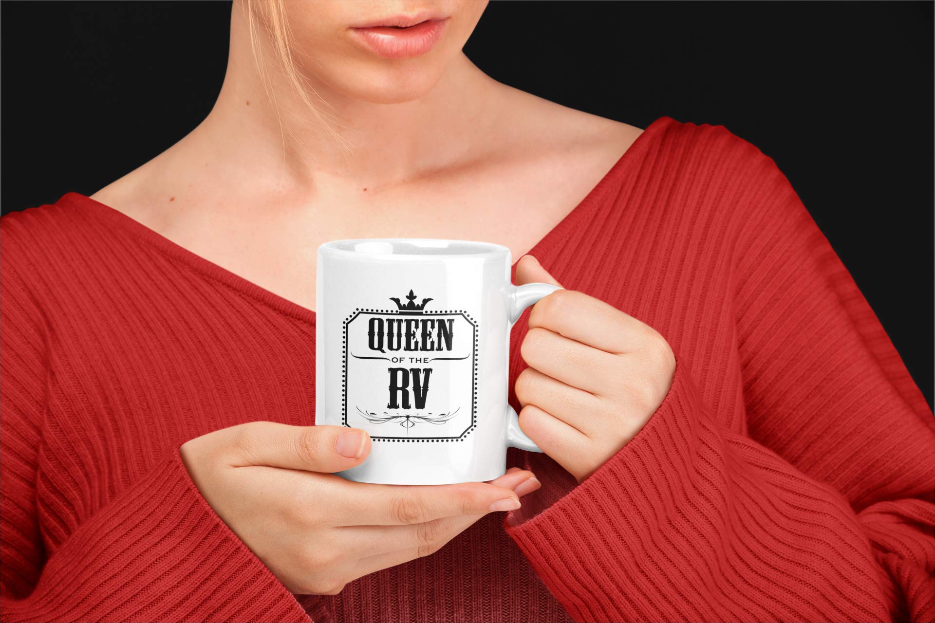 Casitika Queen of the RV Ceramic 11 oz Coffee Mug - Unique Camping Gift for Women, Perfect for Mom or Girlfriend - Ideal for Road Trips, RV Travel & Outdoor Adventures
