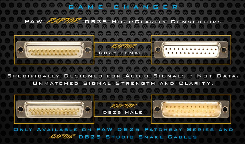 PAW Black Raptor 2932 DB25 to DB25 1.5ft Studio Audio Snake Cable with Heat Shrink (Black) - Professional Recording, Live Sound & Studio Equipment Connection