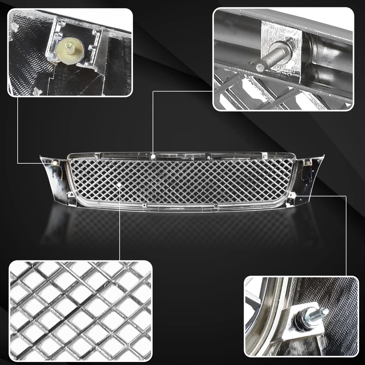 Chrome Front Grille for Cadillac Deville 2000-2005 - Auto Accessory Replacement - Perfect for Car Customization & Restoration Projects