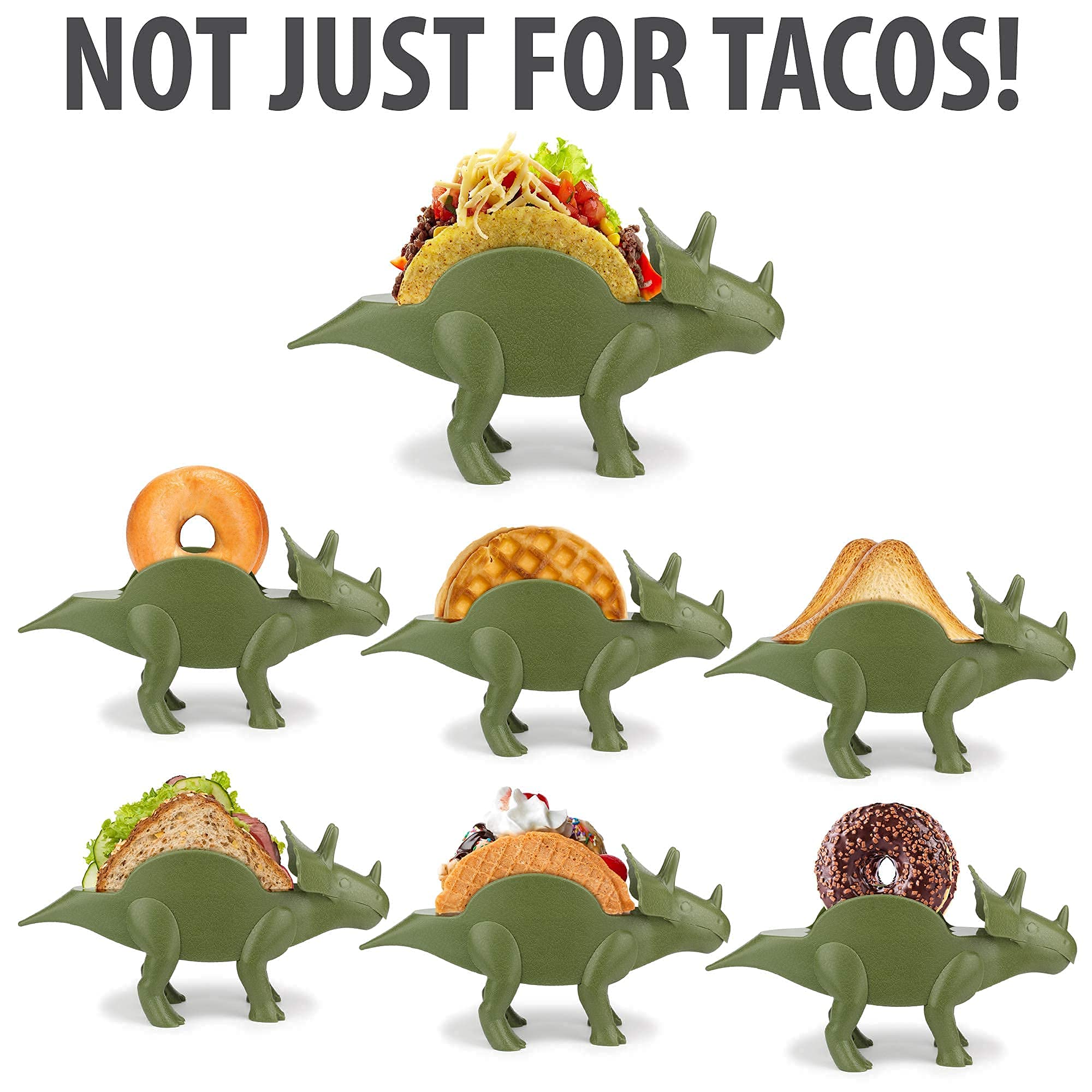 Funwares Nachosaurus & Tricerataco Dinosaur-Themed Chip & Dip Serving Set with Taco Holder - Perfect for Taco Tuesday Parties, Game Nights & Dinosaur-Themed Events