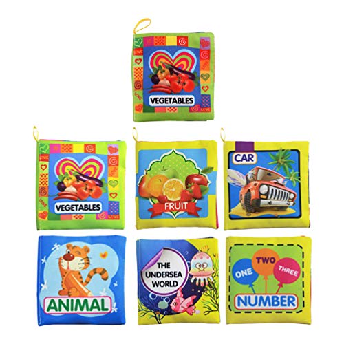 Toyvian 7PCS Soft Cloth Baby Books - Early Educational & Cognitive Training Books for Infants & Toddlers | Perfect for Sensory Play, Learning Colors & Shapes, and Bedtime Storytime