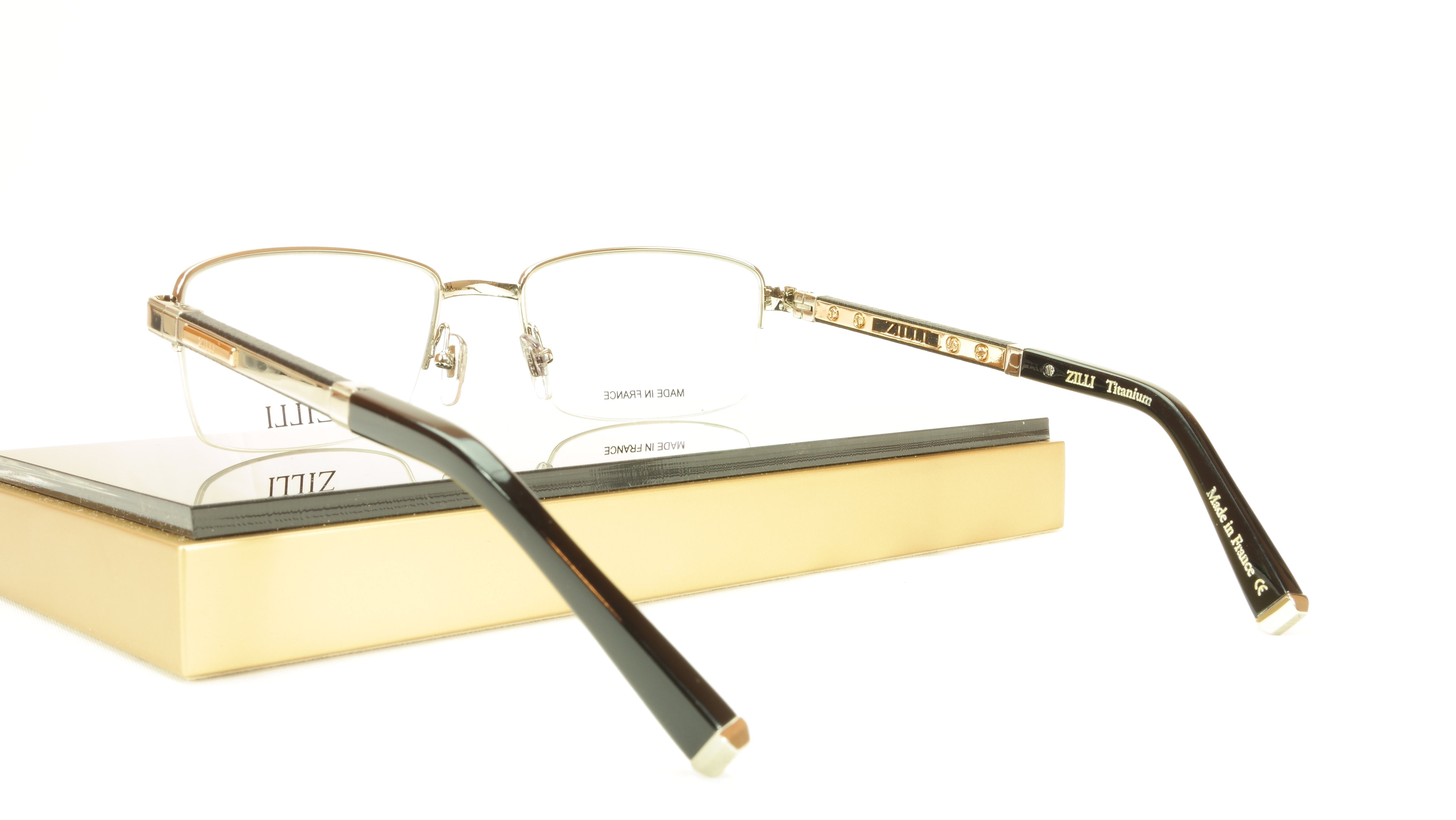 Premium ZILLI Eyeglasses Frame - Handmade in France with Acetate, Leather & Titanium (Model ZI 60014 C02) - Luxury Reading & Fashion Statement for Professionals