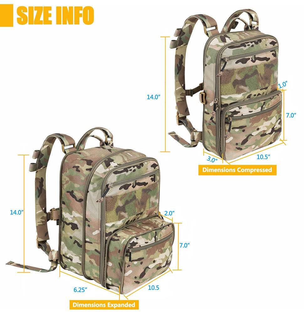 KRYDEX Tactical Expandable MOLLE Backpack - Durable Military Rucksack for Travel, Hiking, Hunting & Outdoor Adventures (Camo) - Perfect for Camping, Airsoft & Emergency Preparedness