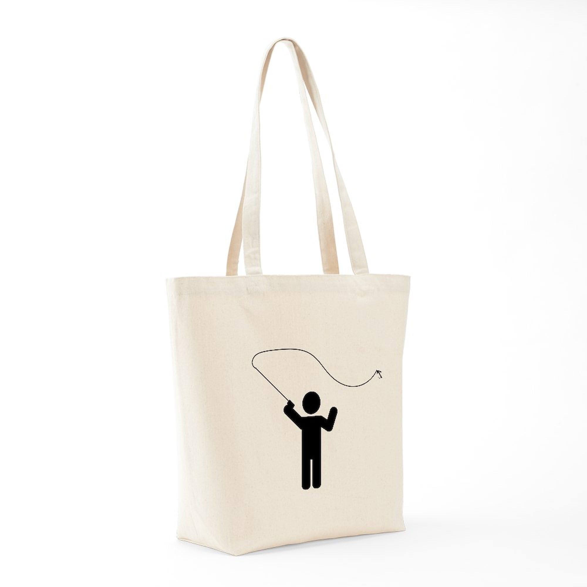 Fly Fishing Tote Bag - Natural Canvas Reusable Shopping Bag for Outdoor Enthusiasts | Perfect for Groceries, Beach Trips & Fishing Gear