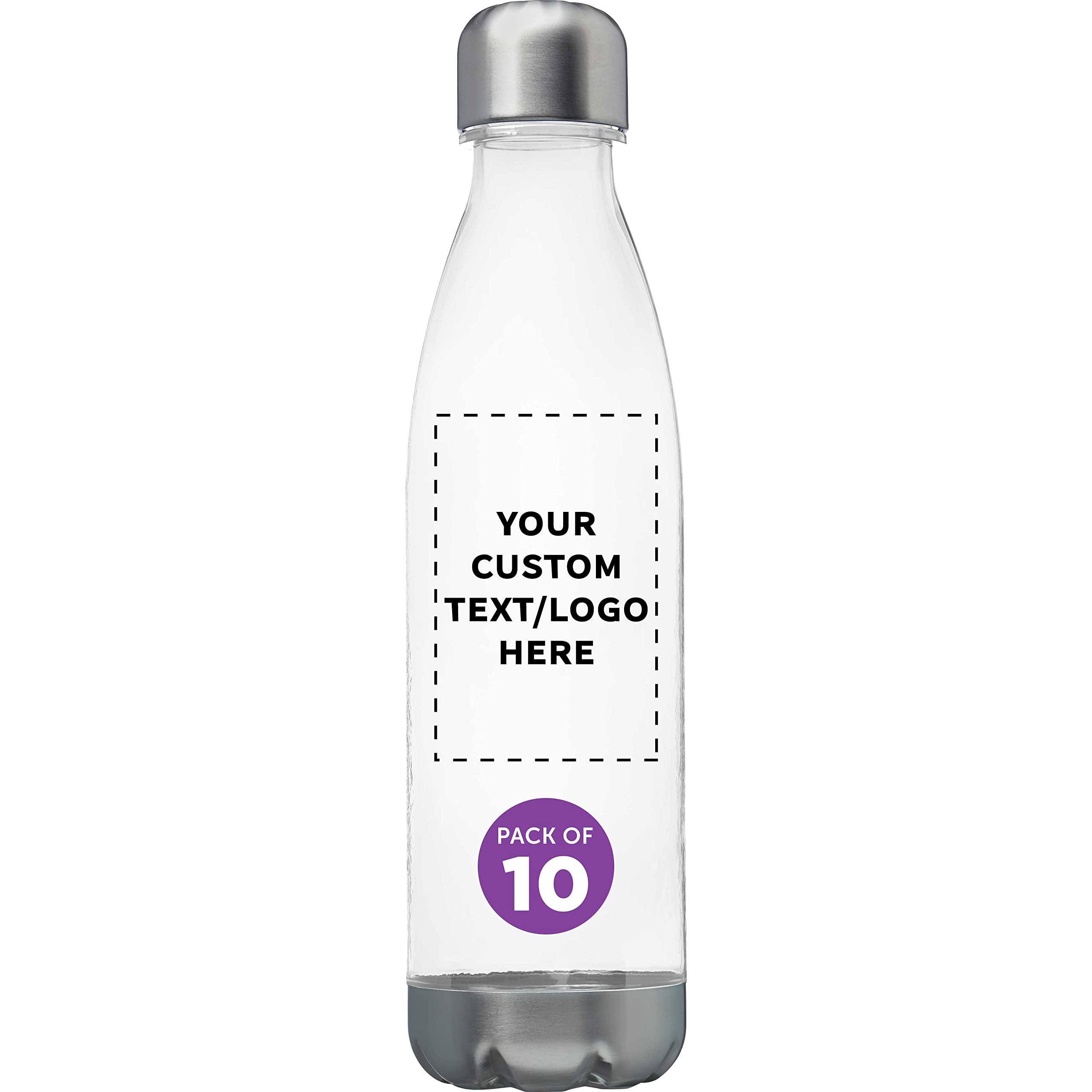 Custom Leak-Proof 25oz Plastic Water Bottles - Set of 10 BPA-Free Reusable Sports Bottles with Personalized Options | Ideal for Gym, Hiking, Cycling, Yoga & Outdoor Activities | Clear Cola-Shaped Design for Bulk Promotions