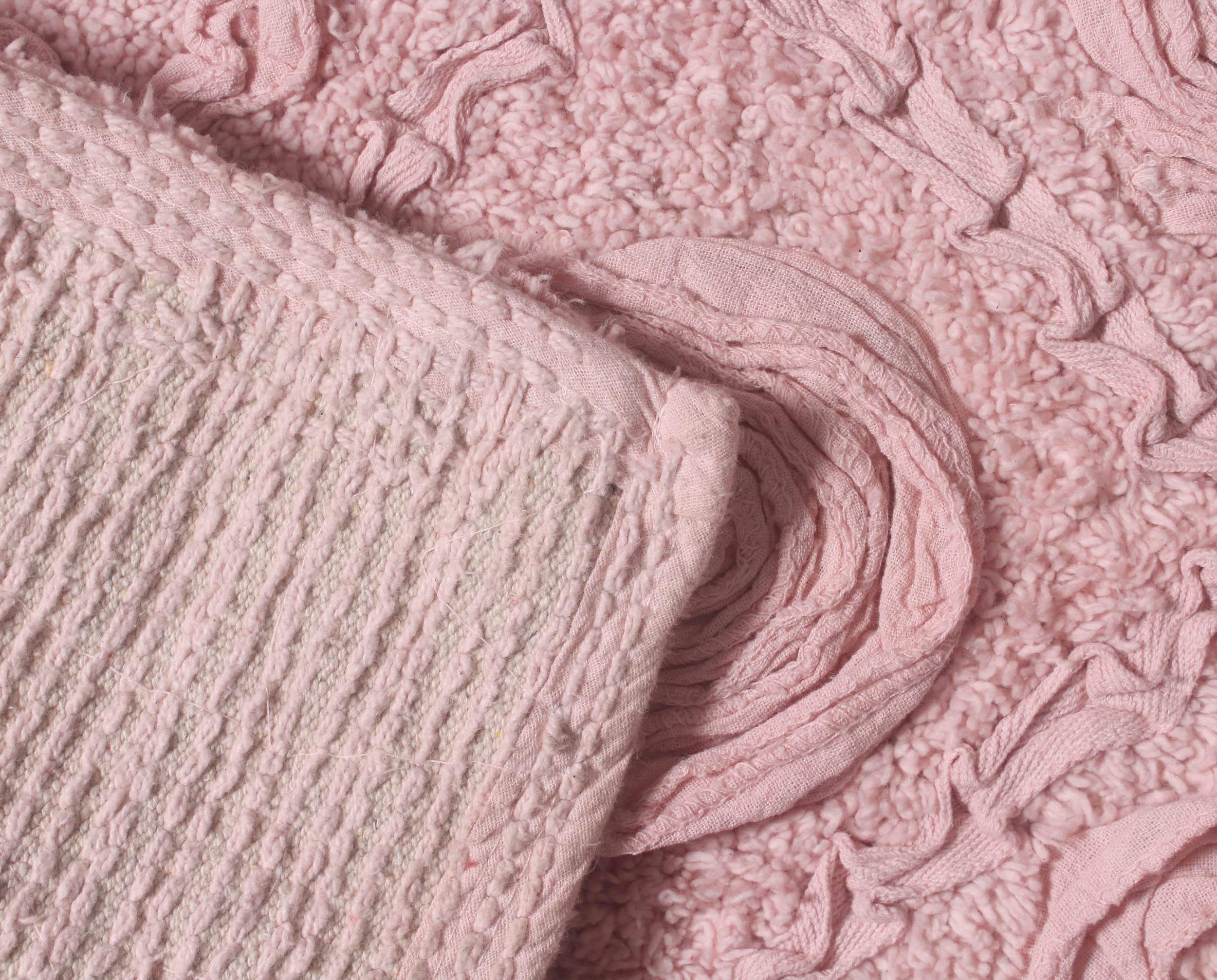 Premium 100% Cotton Bath Rug Set - Ultra Soft, Absorbent & Washable Non-Slip Bathroom Mats - 3-Piece Contour Design for Bathroom & Kitchen Floor - Perfect for Home, Apartment, Spa & Guest Bathroom Use (Pink)