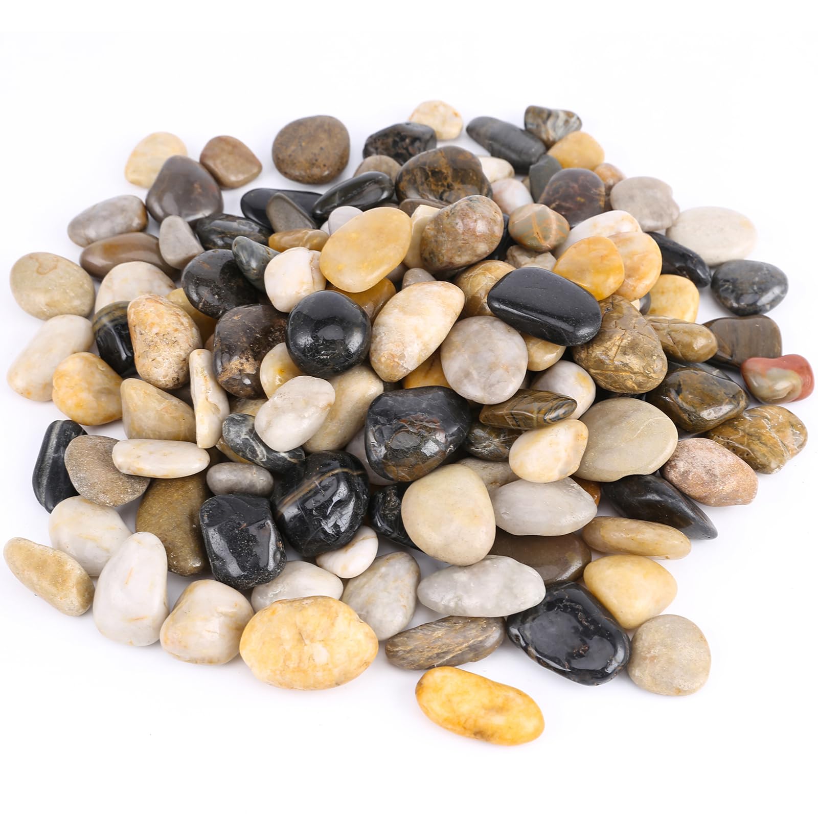 GRISUN 15LB Natural River Rocks for Plants, Garden Landscaping & Aquariums - 1-2 Inch Decorative Stones for Fish Tank Gravel, Indoor/Outdoor Plants, Vases & Succulents - Perfect for Zen Gardens, Terrariums & Home Decor