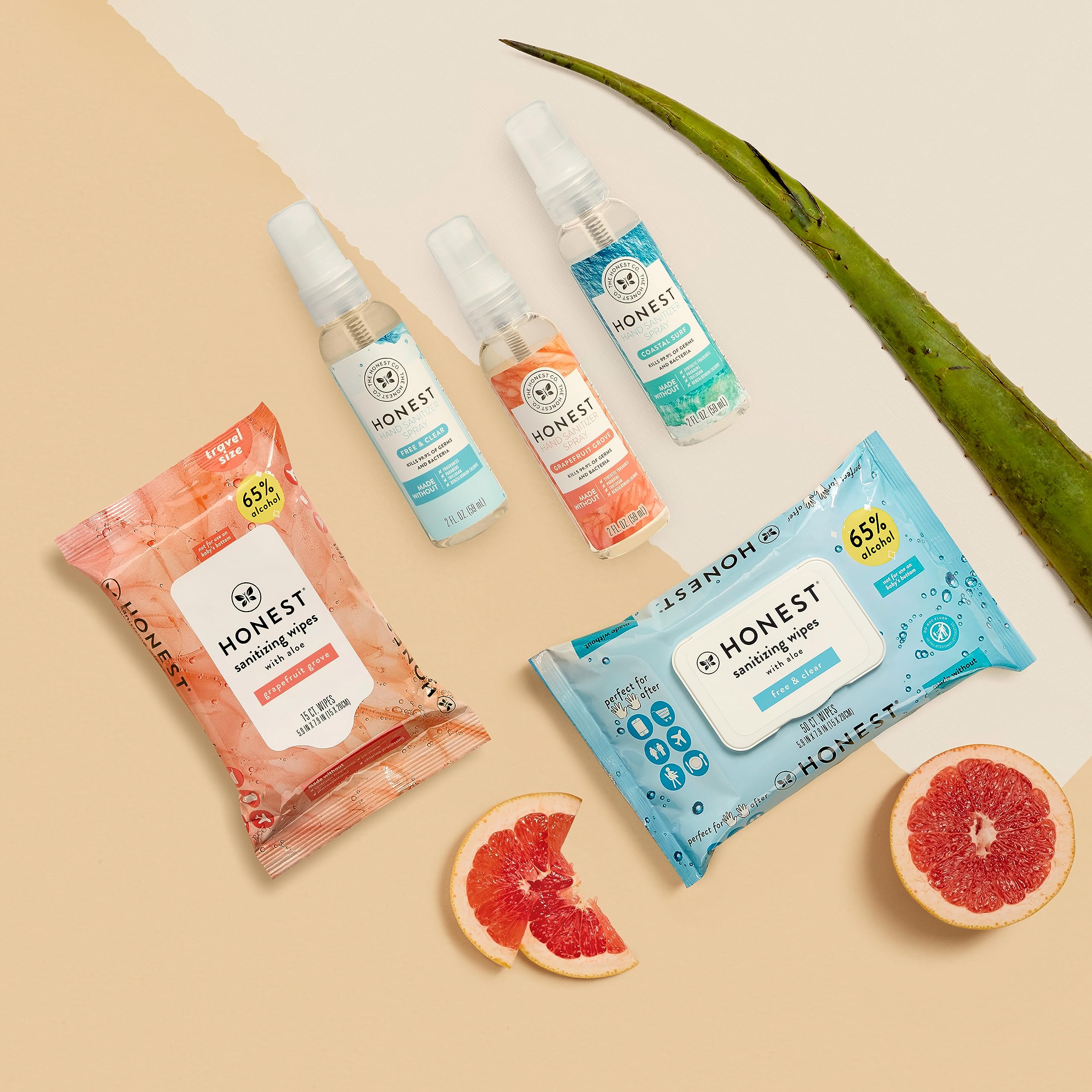 The Honest Company Alcohol Sanitizing Wipes - Kills 99.9% of Germs, Aloe Vera Infused, Unscented Disinfectant Wipes (50 Count Pack) - Perfect for Home, Office, Travel & On-The-Go Hygiene