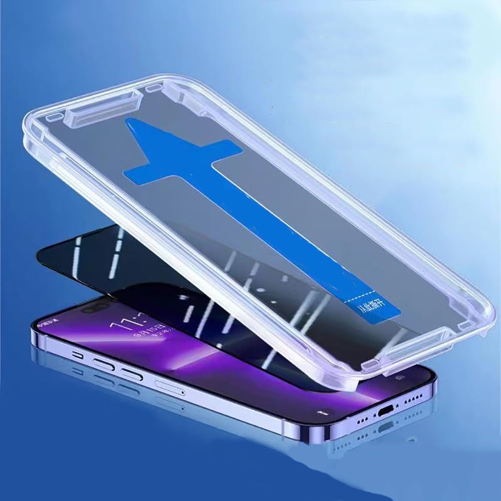 Blinkori Privacy Tempered Glass Screen Protector for iPhone 14/15/13 Pro Max - Anti-Spy, Bubble-Free, Auto Dust Removal, Easy Installation - Perfect for Office, Travel & Daily Protection