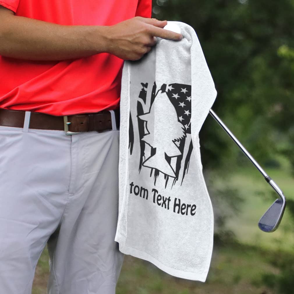 USA Flag & Fish Design Golf Towel - Premium Cotton Absorbent Towel for Golf, Fishing & Outdoor Sports - Perfect for Golfers, Anglers & Outdoor Enthusiasts
