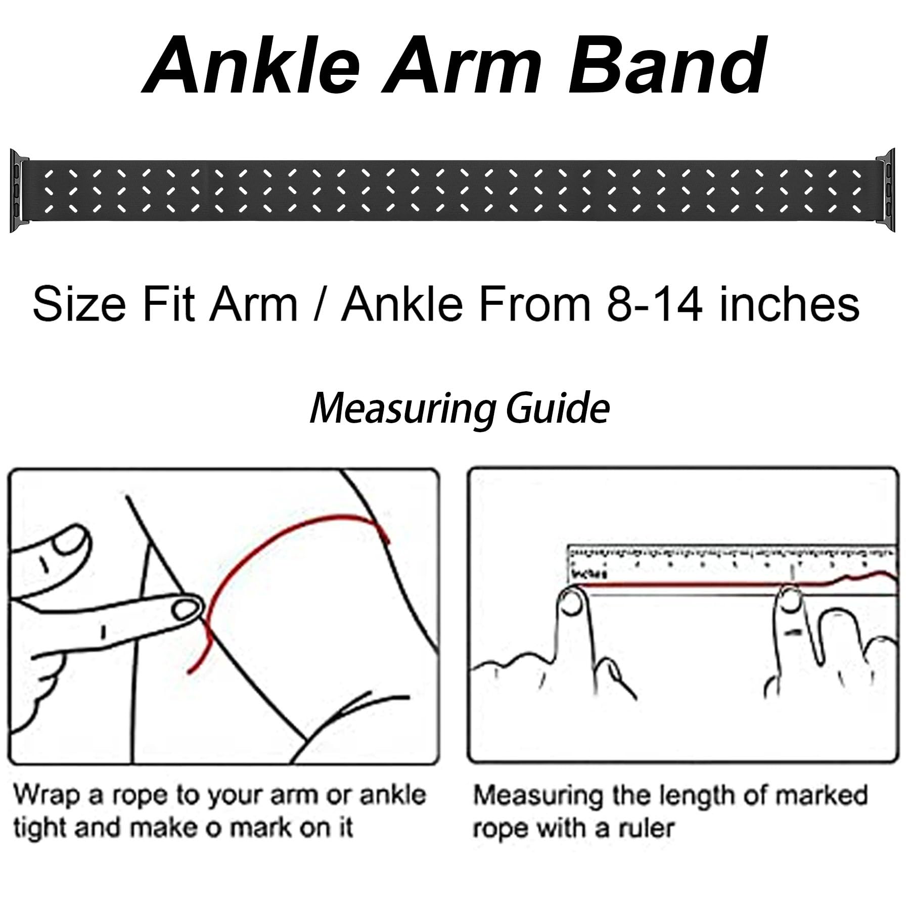JR.DM Ankle Arm Bands for Apple Watch 45mm 44mm 41mm 40mm - Compatible with iWatch SE Series 9 8 7 - Breathable Lycra Sports Armband for Running, Walking, Gym & Fitness - Adjustable Stretchy Ankle Strap for Women & Men