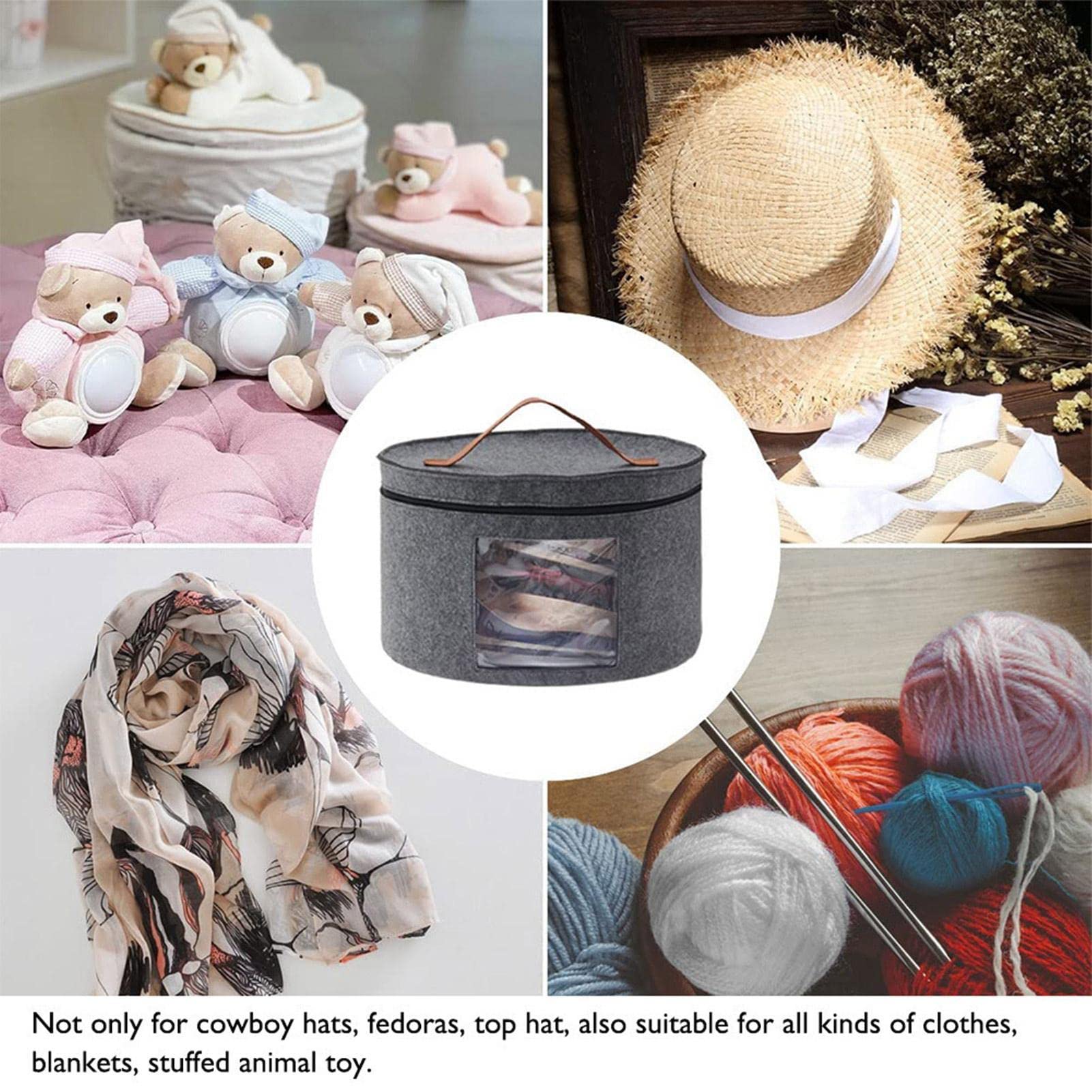 Foldable ZEKKLE Hat Storage Box with Dustproof Lid - Travel & Home Use