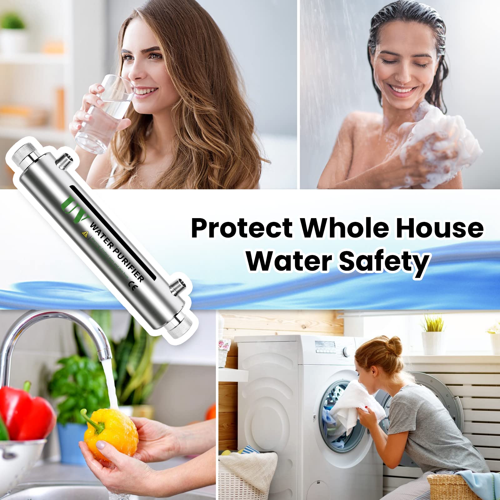 UV Water Filter Add-on Kit for Under Sink Water Filtration Systems | 2GPM 21W 110V Ultraviolet Water Purifier & Sterilizer | Whole House Water Purification | Perfect for Kitchen, Bathroom & RV Use
