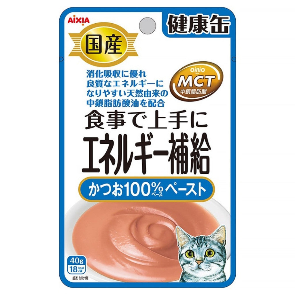 Aixia Kenko Pouch 40g Cat Treats for All Ages - Kitten to Senior Cats | Water & Energy Supplement with Oral Care Benefits | 3 Texture Varieties | Perfect for Hydration Boost & Dental Health at Home or Travel