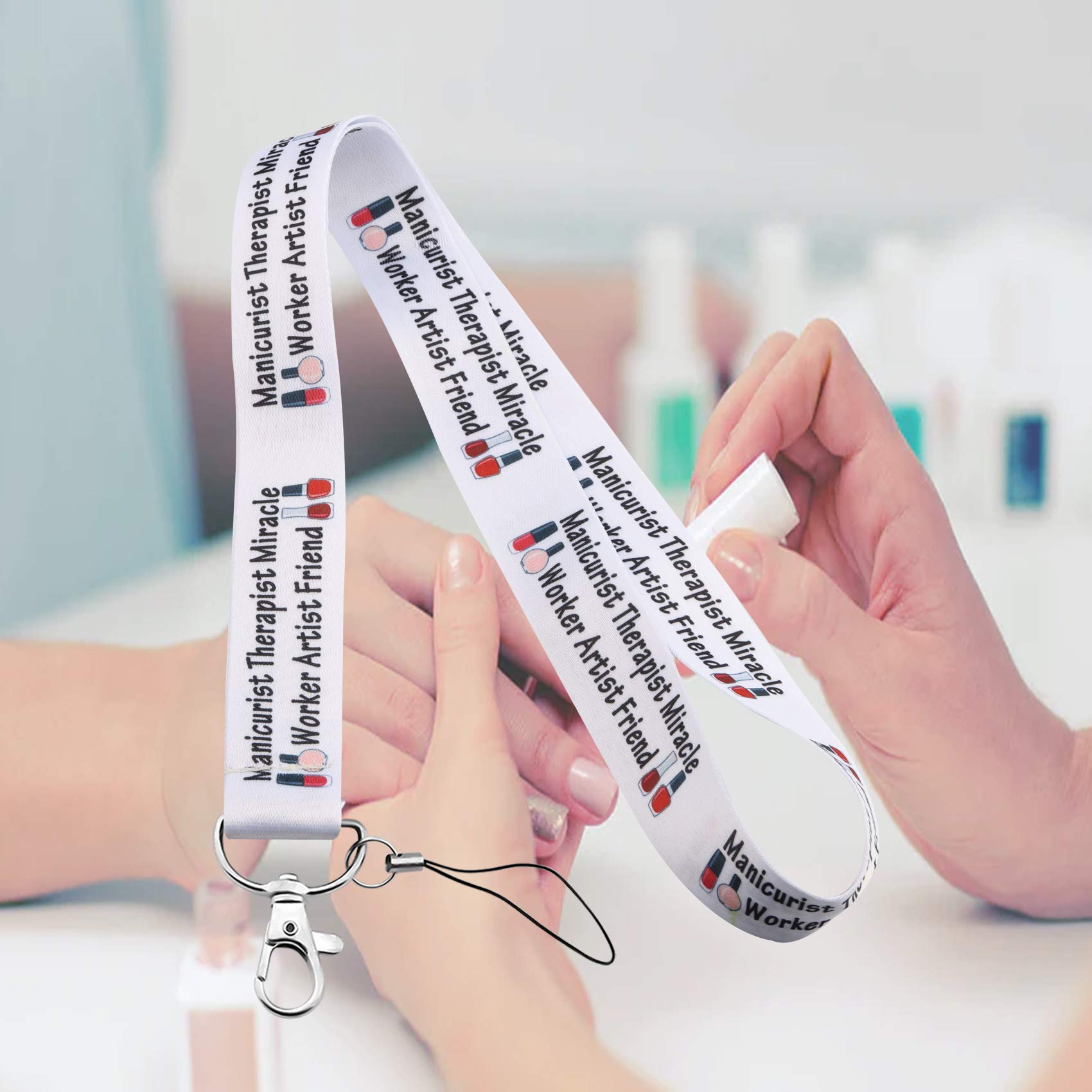 BEKECH Nail Technician Lanyard for Manicurists - Adjustable Keychain Clip for Nail Artists, Therapists & Beauty Professionals - Perfect for Salon, Spa & Nail Studio Use