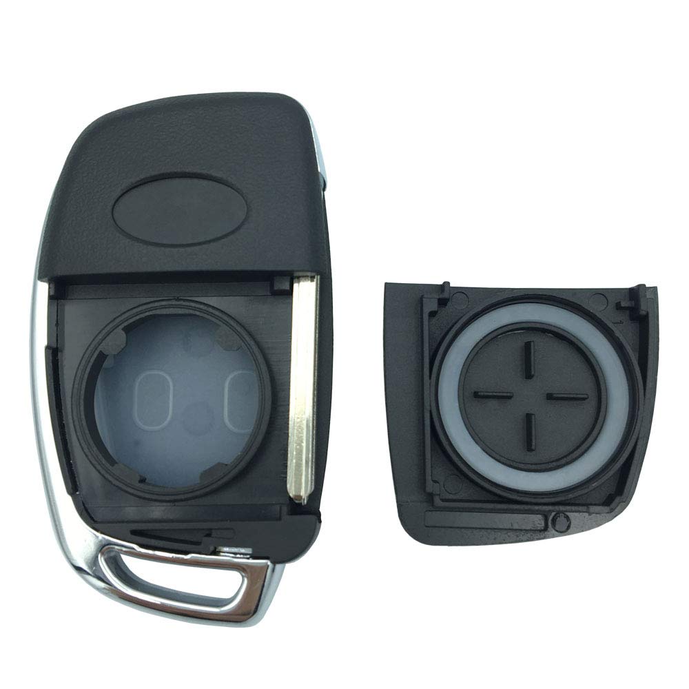 Replacement Uncut Key Remote Fob Case with 3 Buttons for Hyundai Santa Fe Flip Folding Key Cover - Durable Protective Shell for Car Key Fob Replacement (Perfect for Daily Use, Travel & Emergency Situations)
