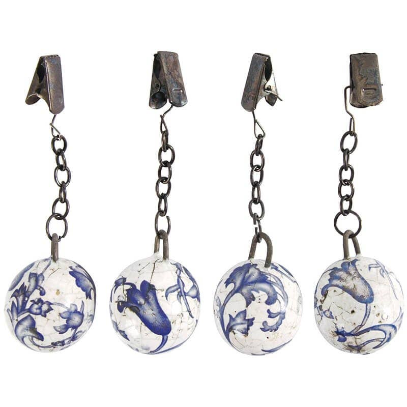 Vintage Ceramic Tablecloth Weights Set of 4 - Heavy Duty Decorative Fabric Holders for Outdoor Picnics, Patio Dining & Windy Days