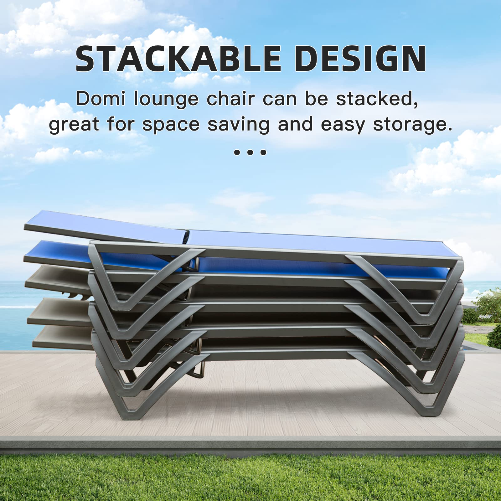 Adjustable Aluminum Pool Lounge Chair with Wheels - Outdoor Chaise for Beach, Poolside & Patio
