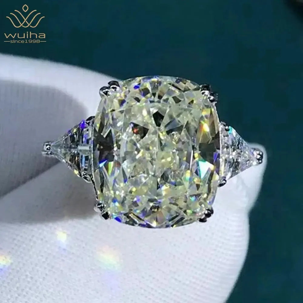 WUIHA Luxury 925 Sterling Silver 3EX Cushion Cut 5CT VVS Pink Moissanite Engagement Ring for Women - Custom Wedding Jewelry, Anniversary Gift & Proposal Ring