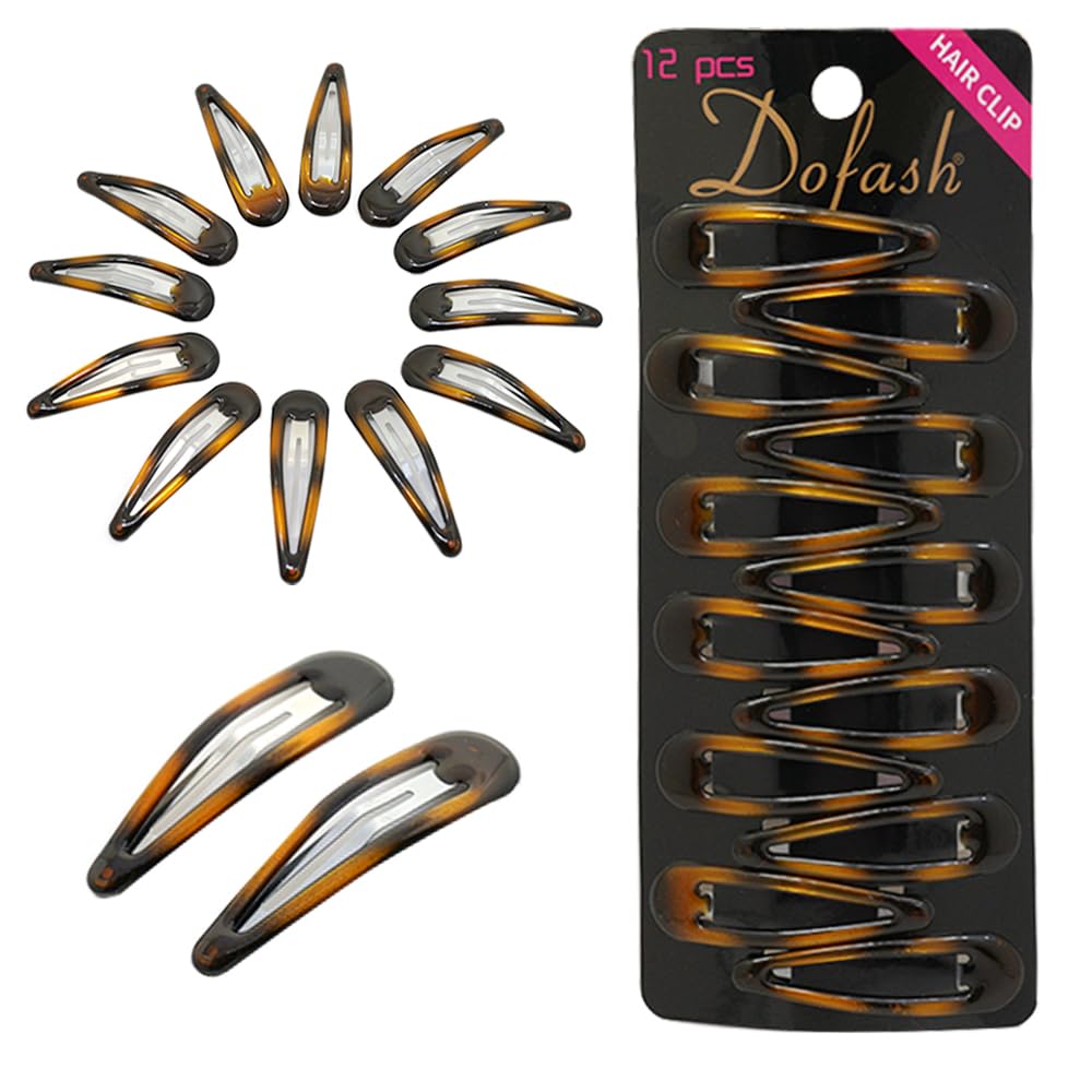 Dofash 12Pcs Epoxy Snap Hair Clips - 5cm/2in Metal Grips Tortoise Shell Hair Accessories for Women & Girls - Perfect for School, Work, Parties & Everyday Styling