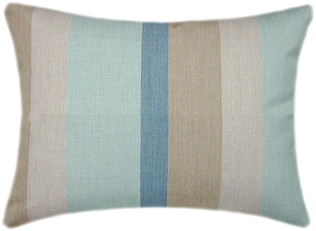 Sunbrella® Gateway Mist Indoor/Outdoor Striped Patio Pillow 12x18 - Waterproof & UV Resistant Rectangle Cushion for Outdoor Furniture, Poolside Lounging & Porch Decor