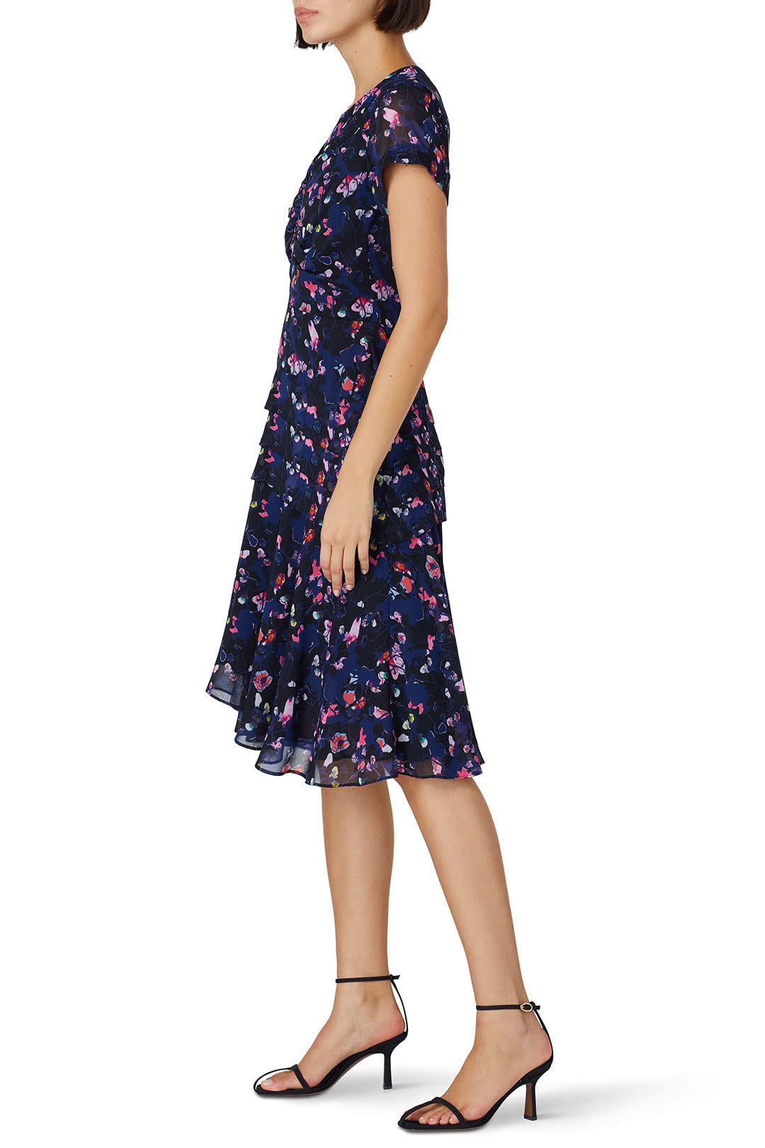 Jason Wu Collective Navy Blue Floral Ruched Dress - Size 12 | Pre-Loved Designer Dress for Women | Perfect for Weddings, Parties & Special Occasions