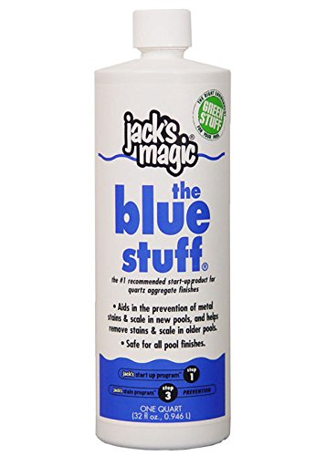Jack's Magic JMBLUE032 The Blue Stuff 32 oz - Pool & Spa Stain Remover for Swimming Pools, Hot Tubs, and Fountains - Effective Stain Treatment for Vinyl, Fiberglass, and Tile Surfaces