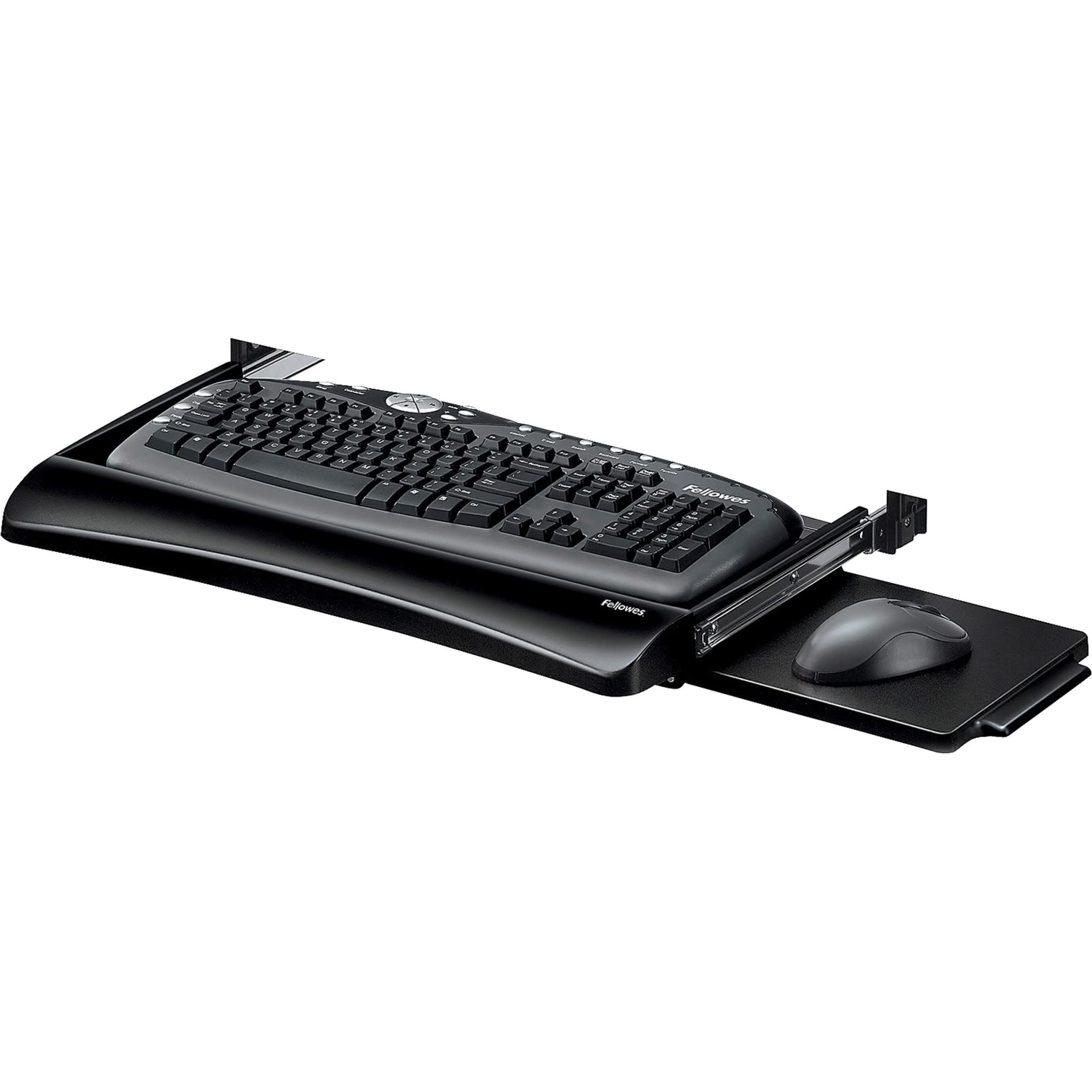 Fellowes Under Desk Keyboard Tray - Black/Silver (9140305) | Ergonomic Keyboard Drawer for Home & Office Workspace | Space-Saving Computer Accessory for Desks