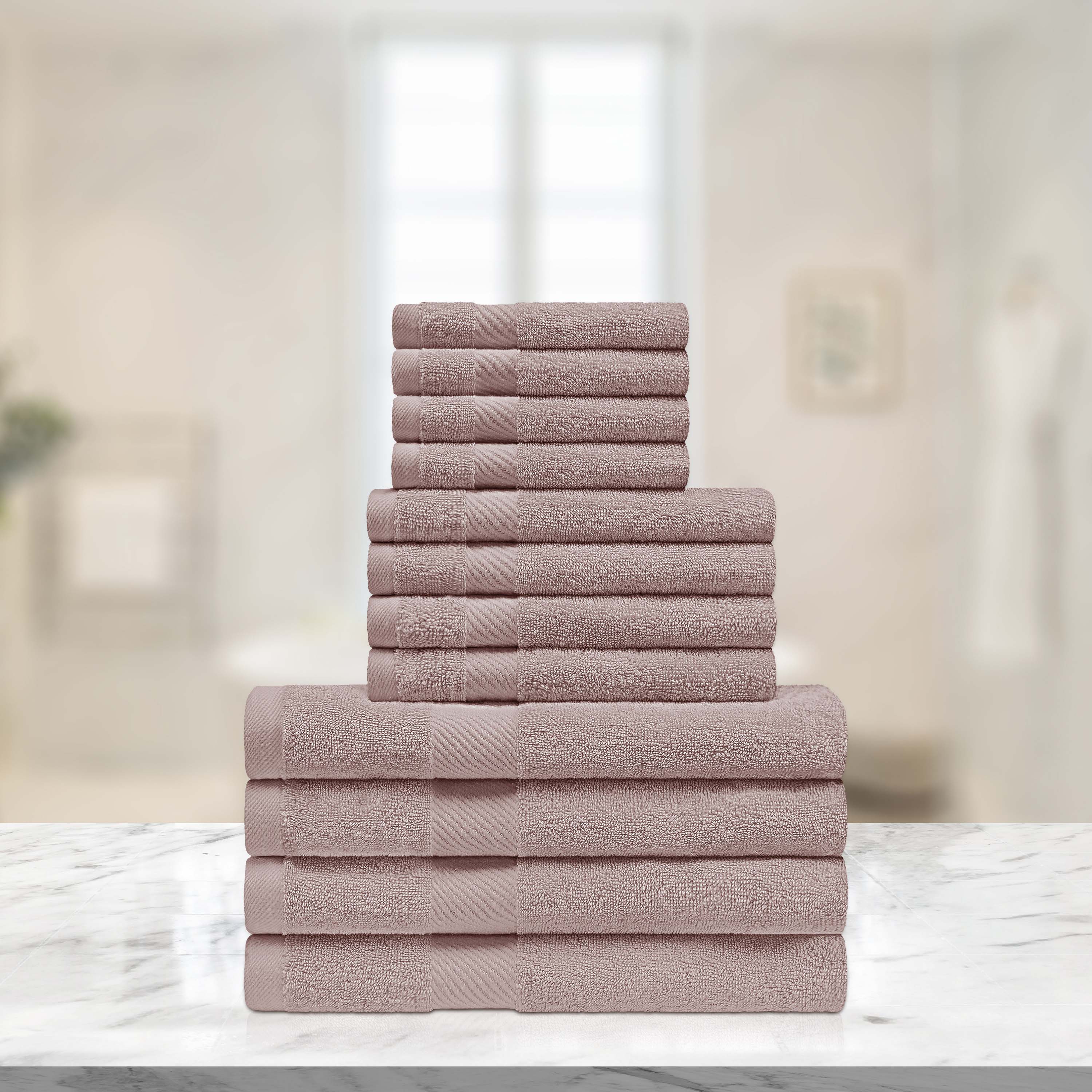 Premium 12-Piece Egyptian Cotton Towel Set - Ultra Soft & Absorbent Bath Towels, Hand Towels & Washcloths - Luxury Spa & Bathroom Essentials for Home & Hotel Use