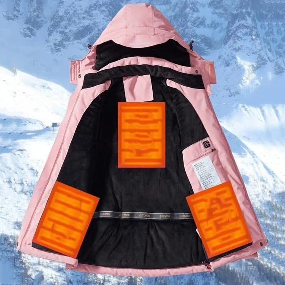 CRMY Women's Slim Fit Heated Jacket with Detachable Hood - Winter Thermal Clothing for Outdoor Activities, Skiing & Cold Weather Commuting