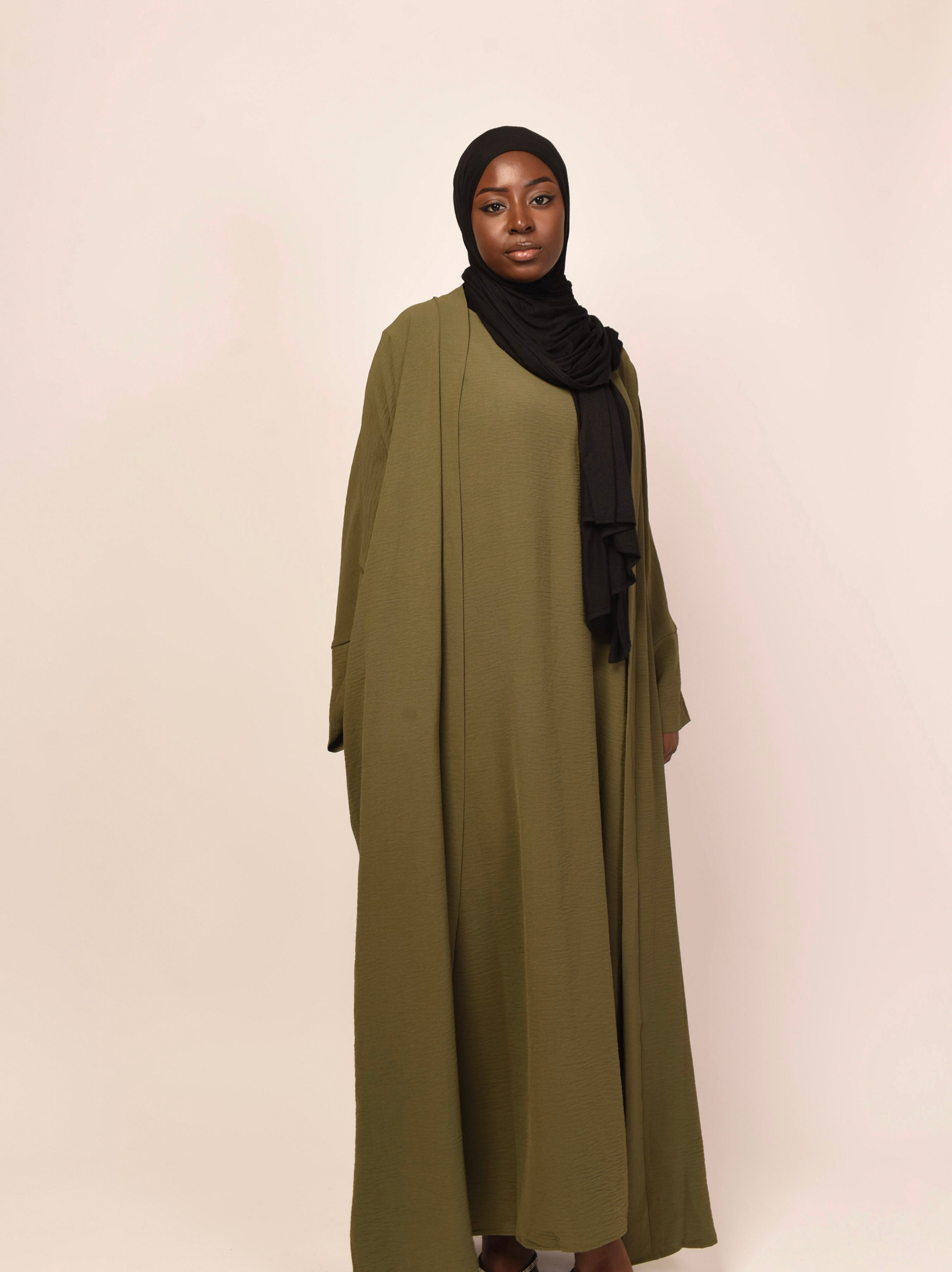 Lea 2 Piece Abaya Set for Women - Olive Green Islamic Prayer Dress | Modest Muslim Clothing for Prayer, Mosque & Special Occasions