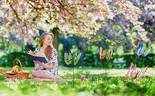 3D Giant Butterfly Garden Stakes - Large Outdoor Lawn Decorations for Yard, Patio & Gardening - Whimsical 3D Butterfly Ornaments (Pack of 4) - Perfect for Garden Decor, Wedding Decorations & Christmas Gifts