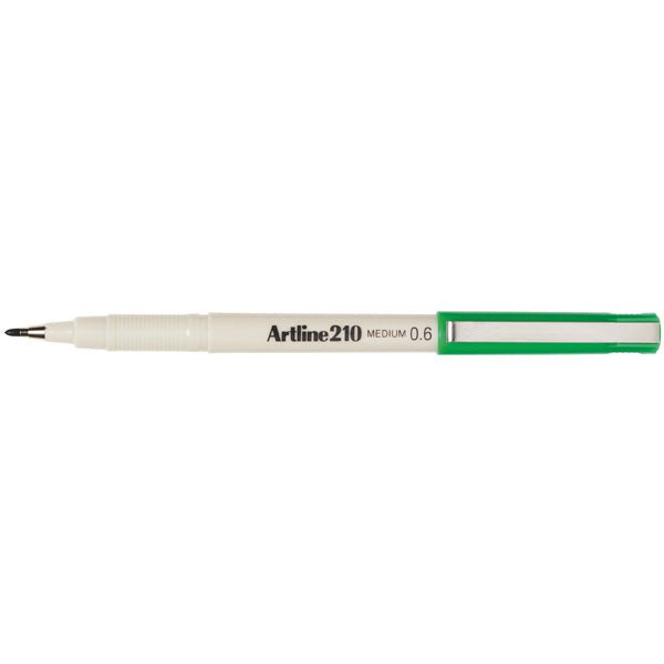 Artline 210 Fineliner Pen 0.6mm Fine Tip Green Marker - 12 Pack for Sketching, Journaling, Calligraphy & Office Use