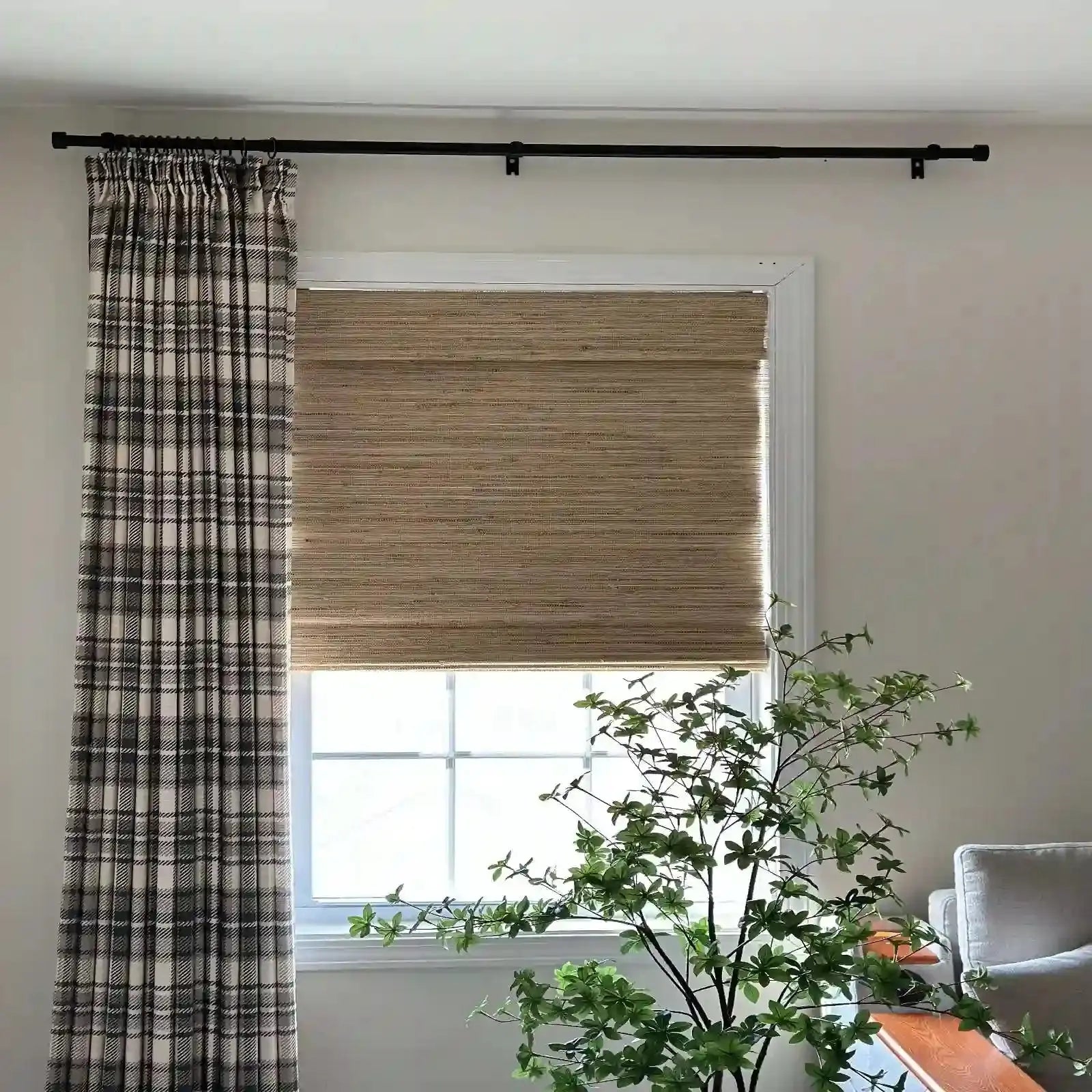 Natural Jute Bamboo Woven Window Shade - Eco-Friendly Room Darkening Blinds for Living Room & Bedroom - Sustainable Home Decor for Sun Protection & Privacy