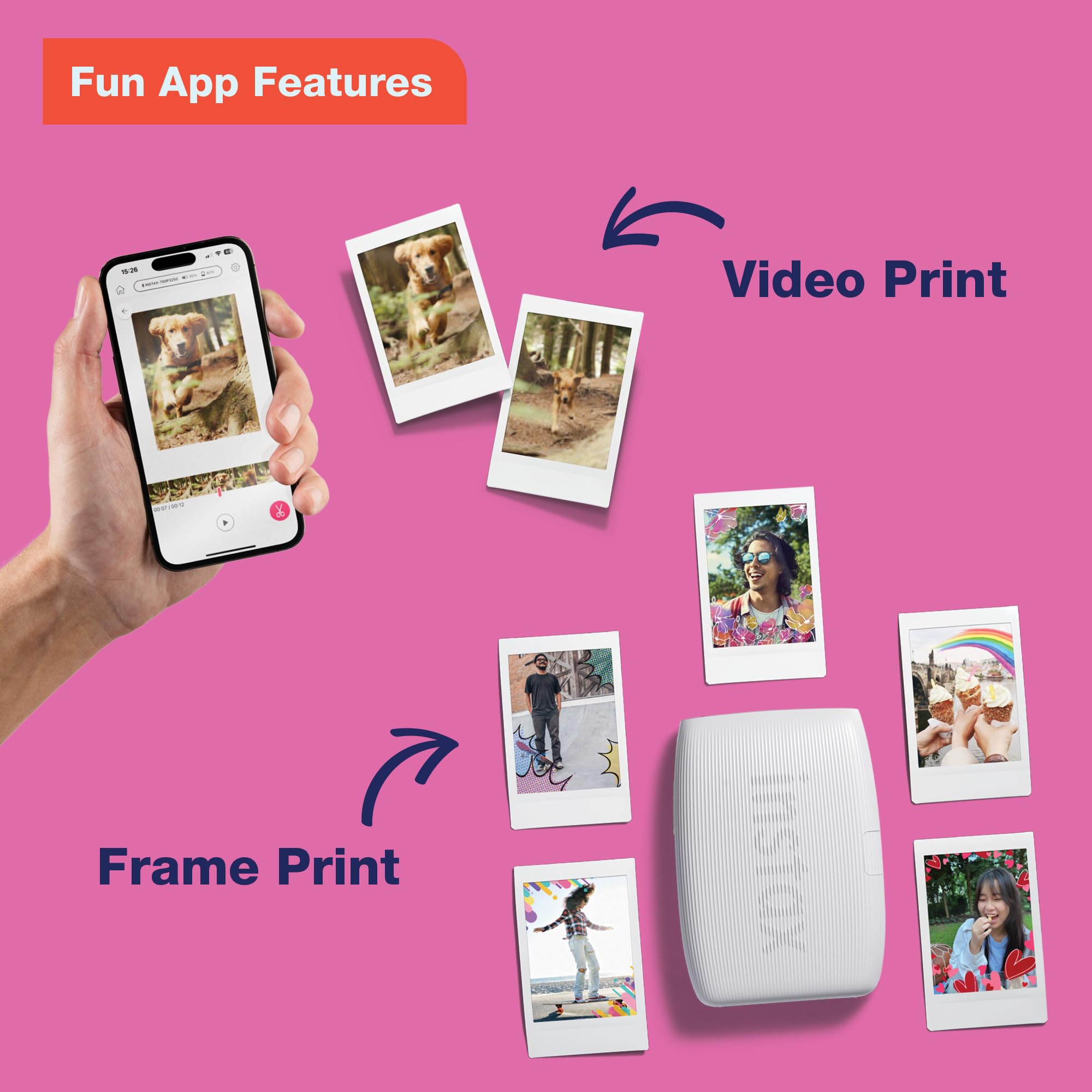 Fujifilm Instax Mini Link 3 Smartphone Photo Printer - Instant Wireless Printing for iPhone & Android - Clay White - Perfect for Parties, Travel & DIY Scrapbooking