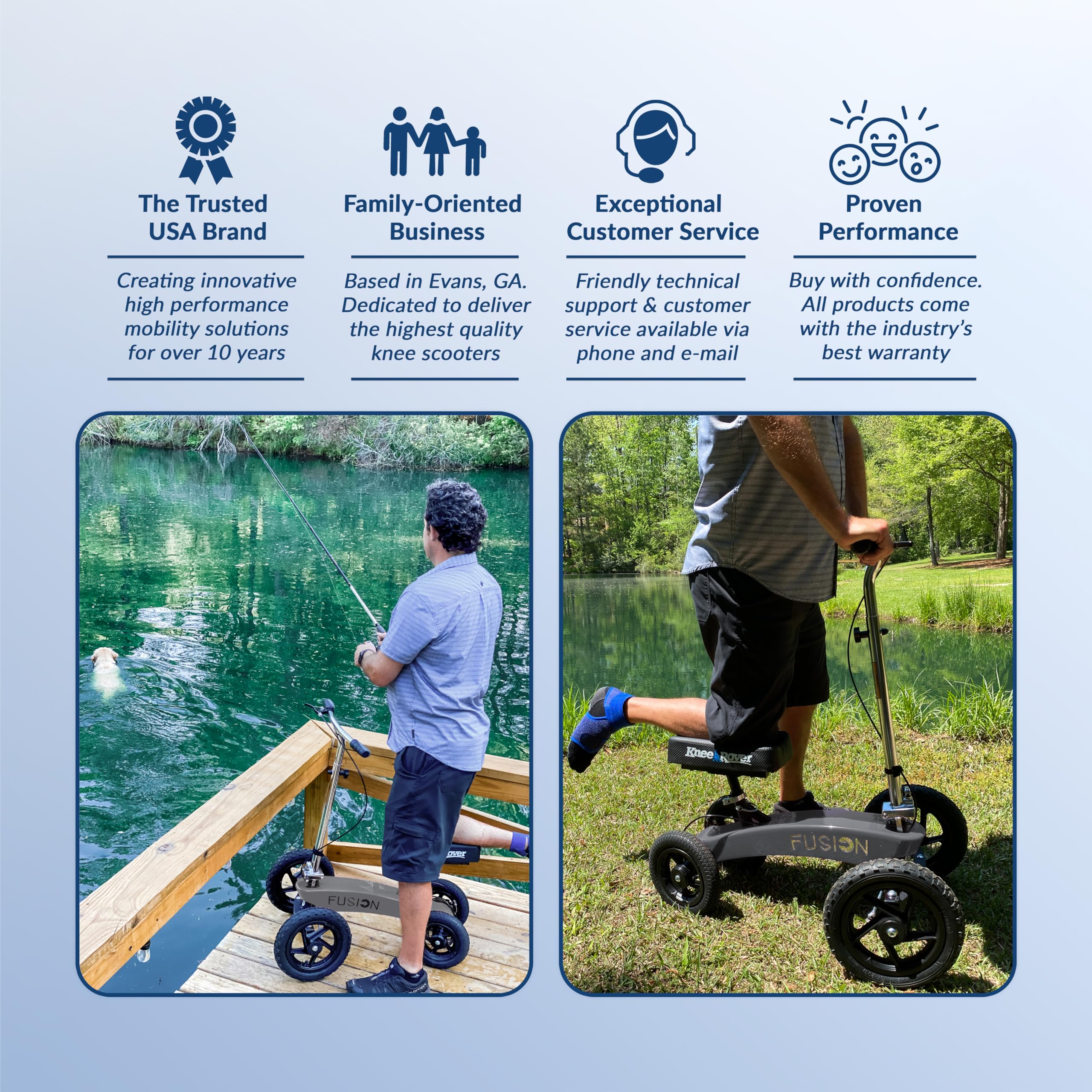 KneeRover All-Terrain Fusion Patented 4-Wheel Steering Knee Scooter for Adults - Heavy Duty Knee Walker for Foot Surgery, Broken Ankle & Foot Injuries - Mobility Aid for Post-Surgery Recovery & Daily Use