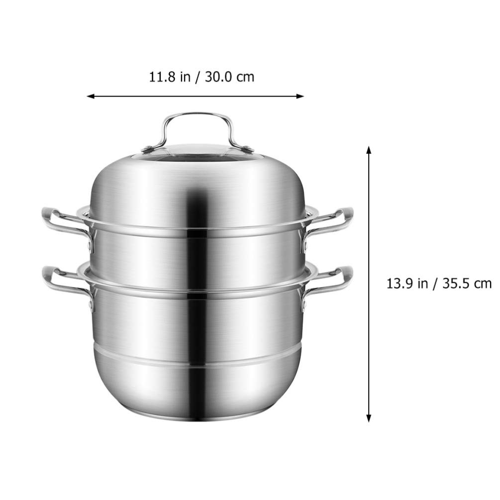 Stainless Steel Steamer Pot Set - 3-Layer Metal Steamer for Cooking, Soup, and Vegetables | Perfect for Home Kitchen, Healthy Meal Prep & Asian Cuisine