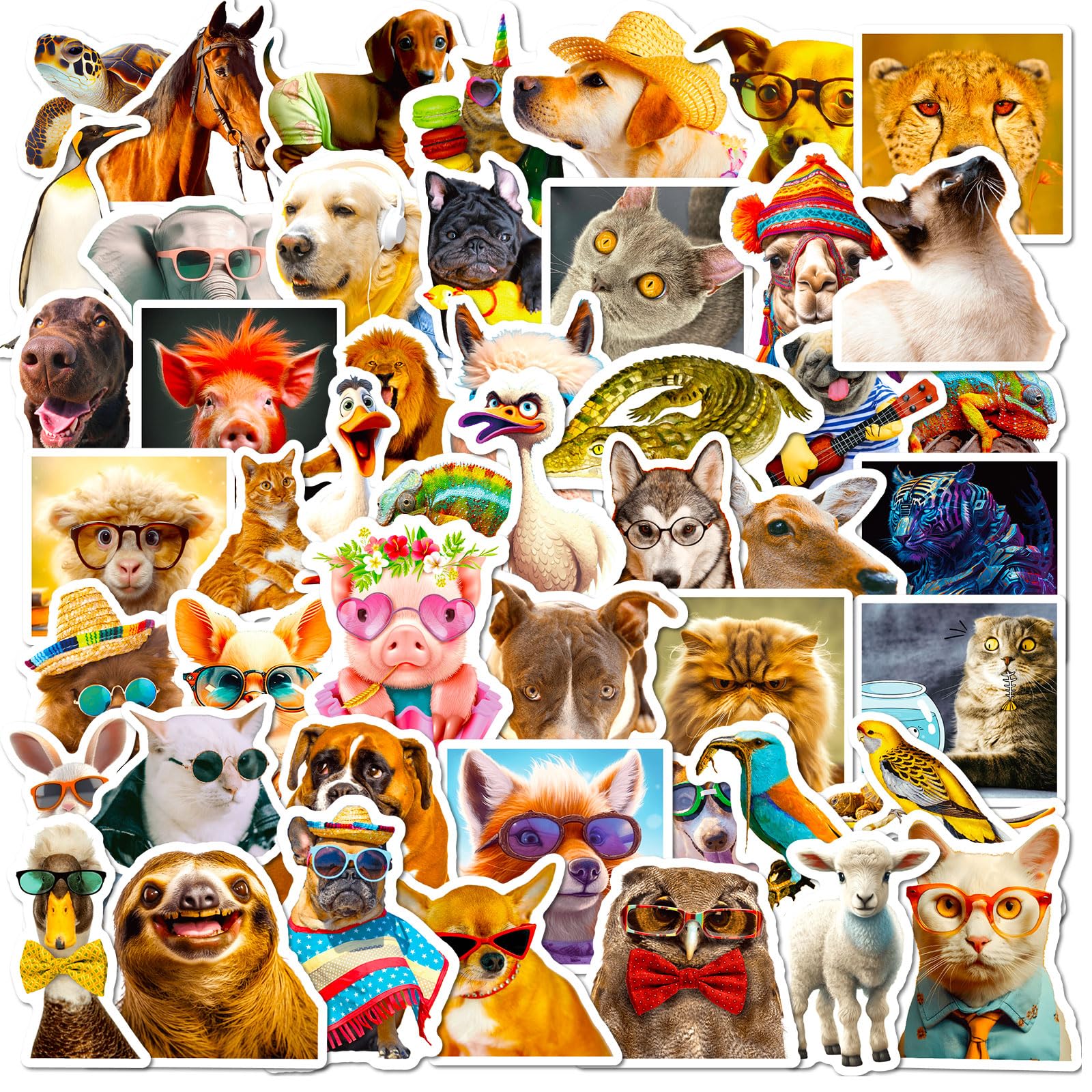 100 Pcs Cute Animal Stickers for Kids - Waterproof Vinyl Decals for Water Bottles, Laptops, Phones, Skateboards - Fun Gifts for Boys & Girls - Perfect for School, DIY Crafts & Party Favors