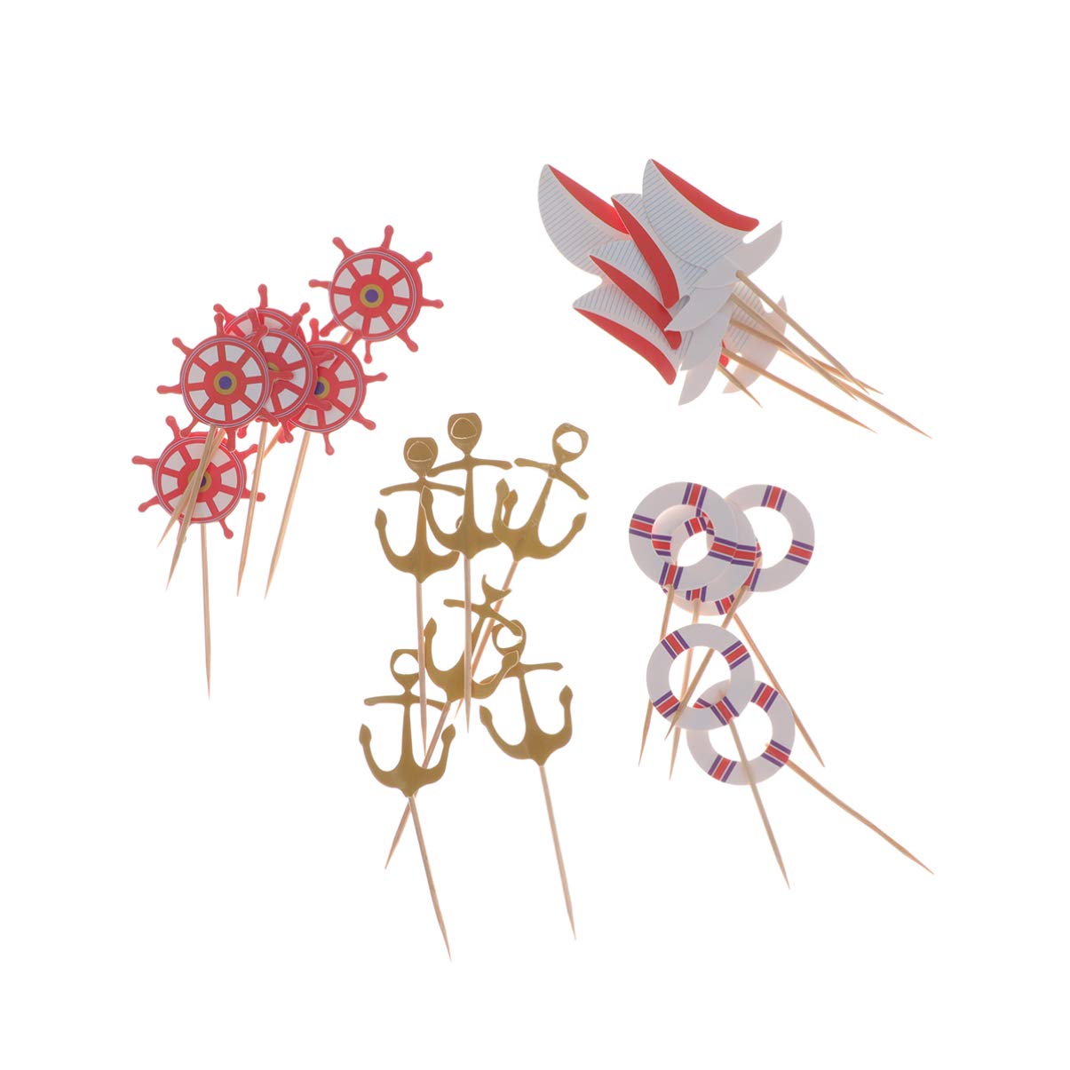 Amosfun 24-Piece Nautical Baby Shower Cupcake Toppers - Ocean Theme Party Decorations for Baby Showers, Birthdays & Nautical Themed Events