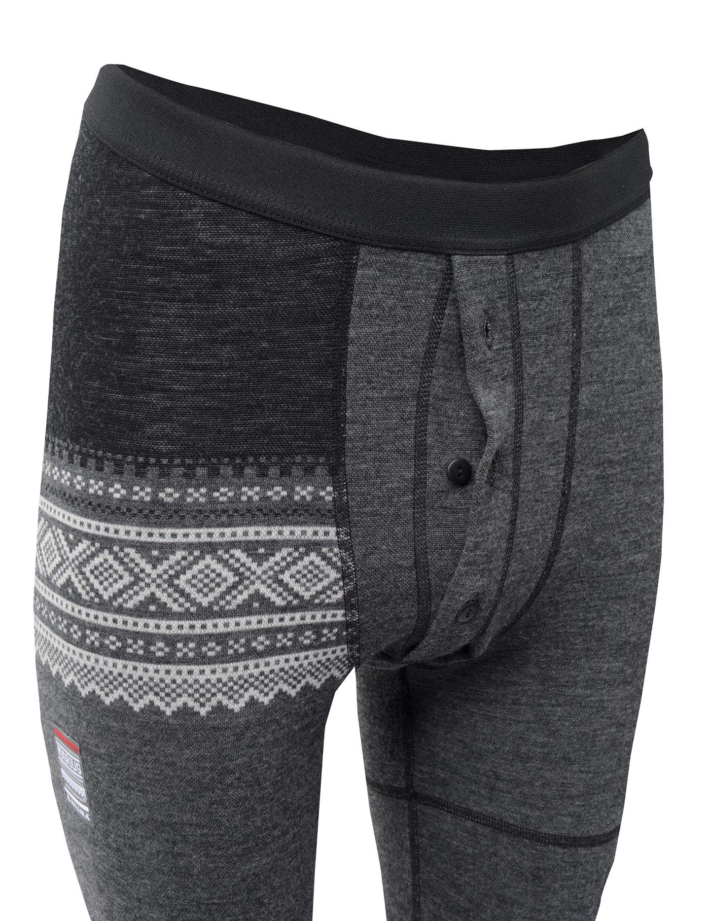 Marius Aclima Men's Merino Wool Base Layer Leggings - Grey Thermal Underwear for Hiking, Running & Cold Weather Activities