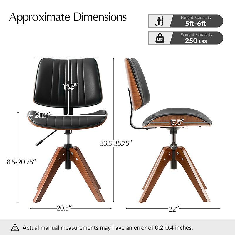 Griselda Adjustable Office Chair with Stable Wooden Frame & Ergonomic Back Support - Perfect for Home Office, Gaming, and Workspace Comfort