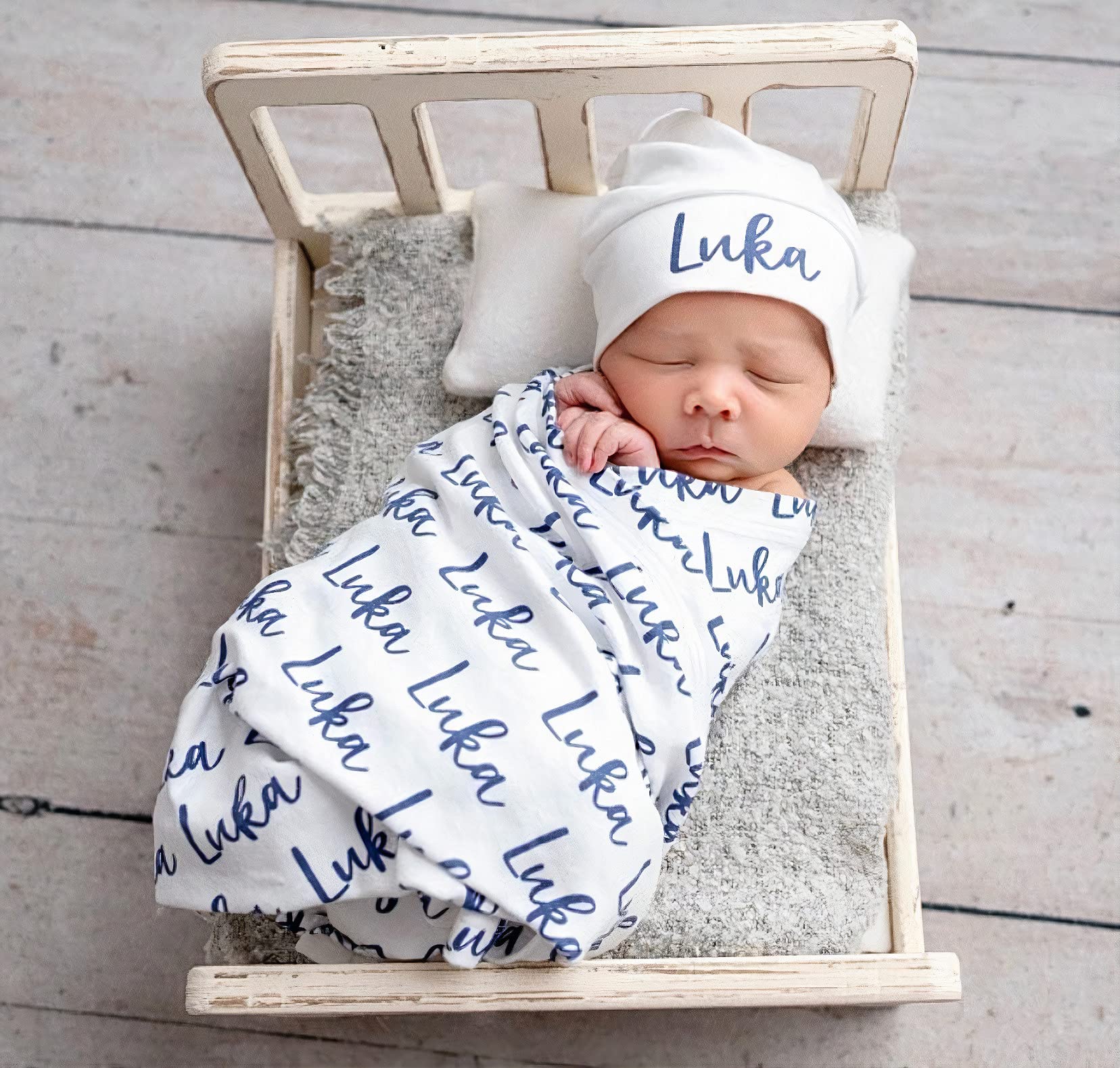 Personalized Baby Blankets for Newborns - Custom Name & Monogram Baby Blanket Gift Set for Girls & Boys - Soft Swaddle Blanket for Nursery, Christening, Baby Shower & First Birthday Gifts