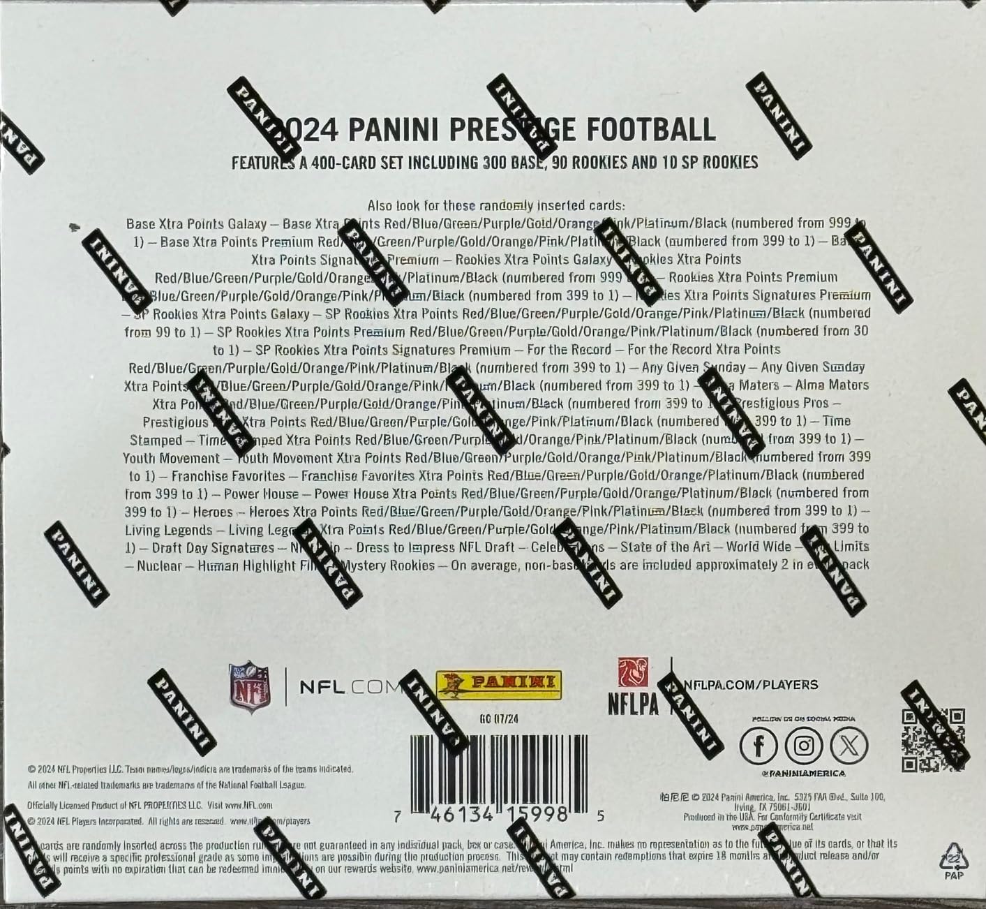 2024 Panini Prestige NFL Trading Card Box (Hobby H2) - Collectible Football Trading Cards for Sports Fans & Memorabilia Collectors - Perfect for Gifts, Investments, and Fantasy Sports Enthusiasts