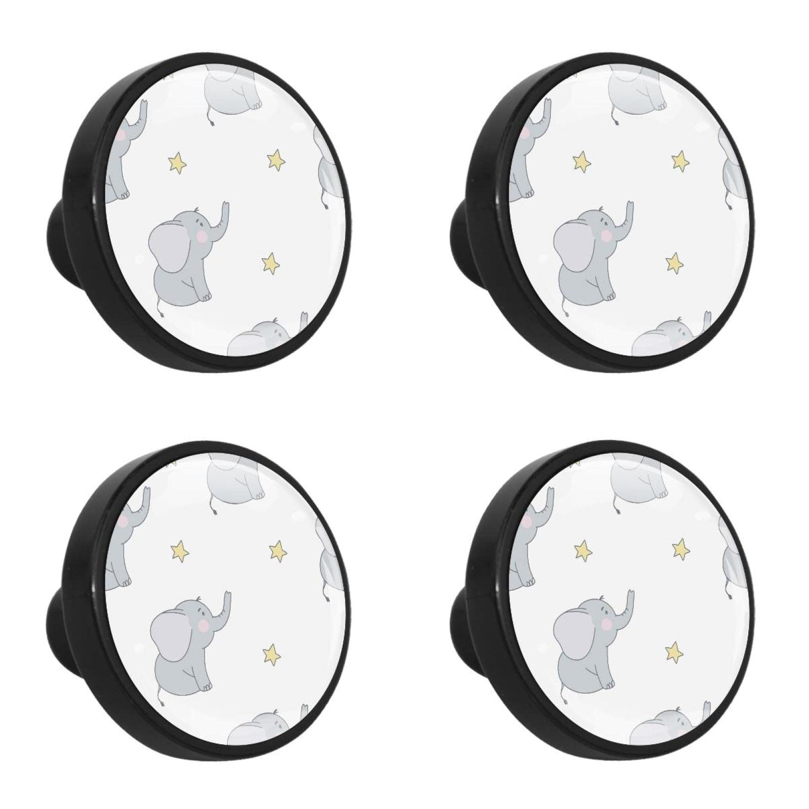 Set of 4 Cute Elephant Cabinet Knobs - Baby Dresser Handles for Wardrobe, Cupboard, Drawers, Kids Room & Nursery Furniture (Perfect for Baby Room Decor & Child-Safe Storage Solutions)