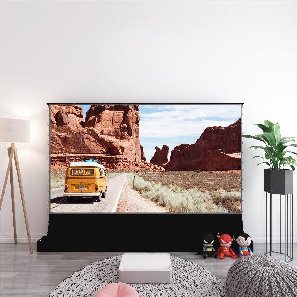 VIVIDSTORM S PRO P Motorized Tension Floor Rising UST ALR Perforated Projector Screen - Classic Version | 30%-50% Duty Free Clearance | Ships Fast from Arizona | Perfect for Home Theater, Office Presentations & Outdoor Movie Nights