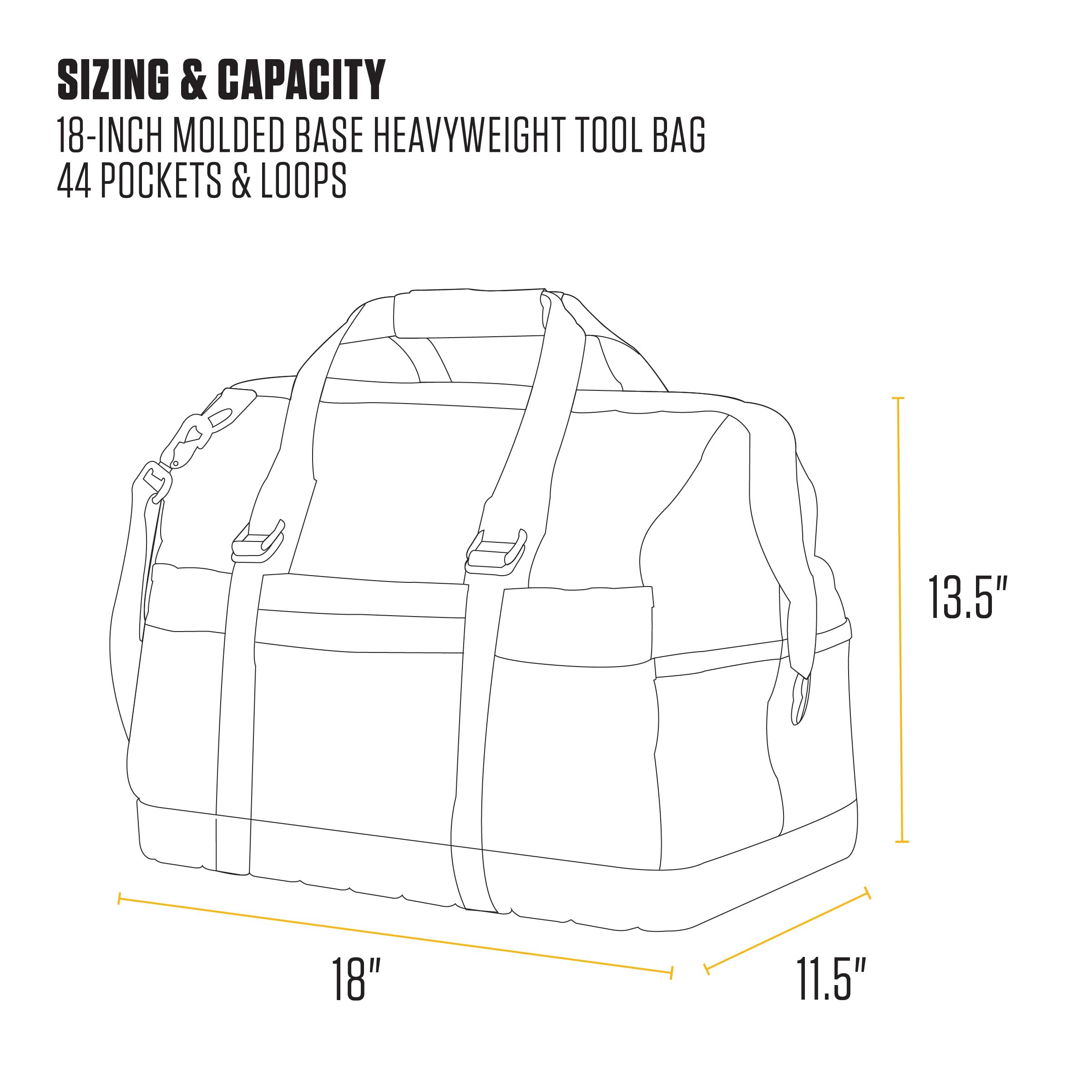 Carhartt Onsite 18-Inch Heavy Duty Tool Bag - Water-Resistant Durable Construction with Molded Base for Tool Storage | Perfect for Construction Sites, Workshops & DIY Projects
