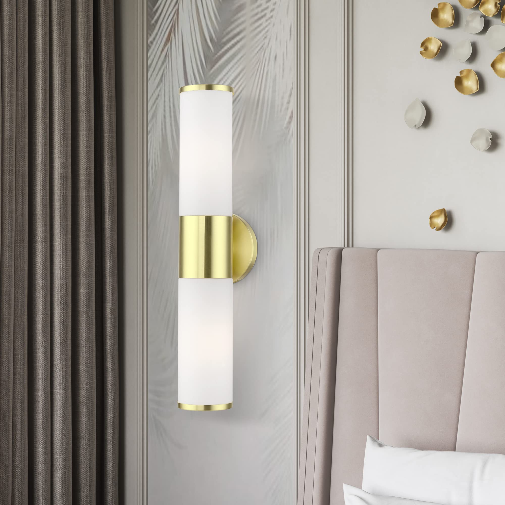 Livex Lighting 16562-12 Lindale 2 Light ADA Vanity Sconce in Satin Brass - 4.25 x 18.5 Inches - Perfect for Bathroom Mirror Lighting and Modern Home Decor