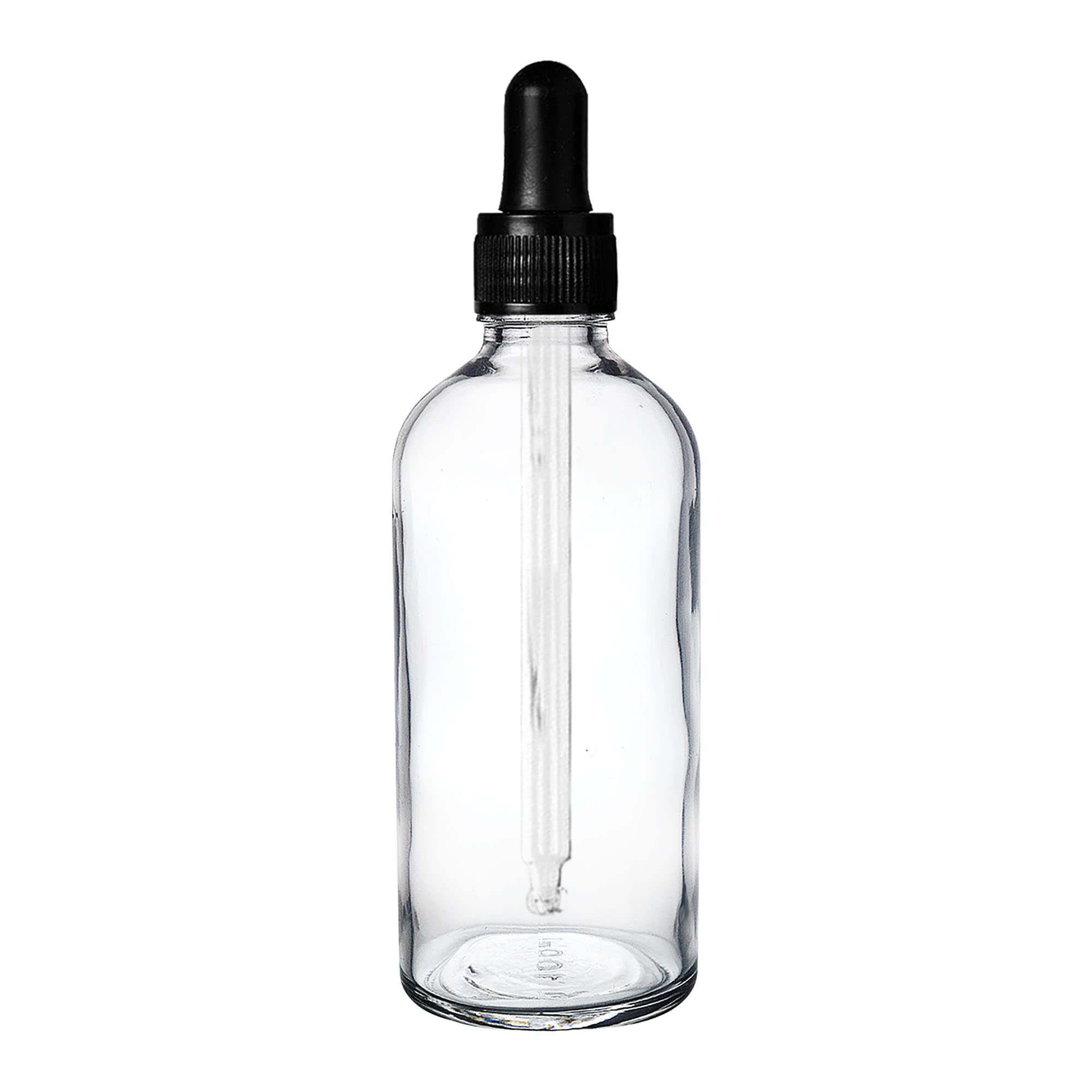 NSB Herbals 100ml Clear Round Empty Glass Bottle with Dropper - Black Ring & Silicone Teat - Refillable for Essential Oils, Perfumes, Blends (Pack of 3) - Perfect for DIY Aromatherapy, Skincare & Travel Size Liquids