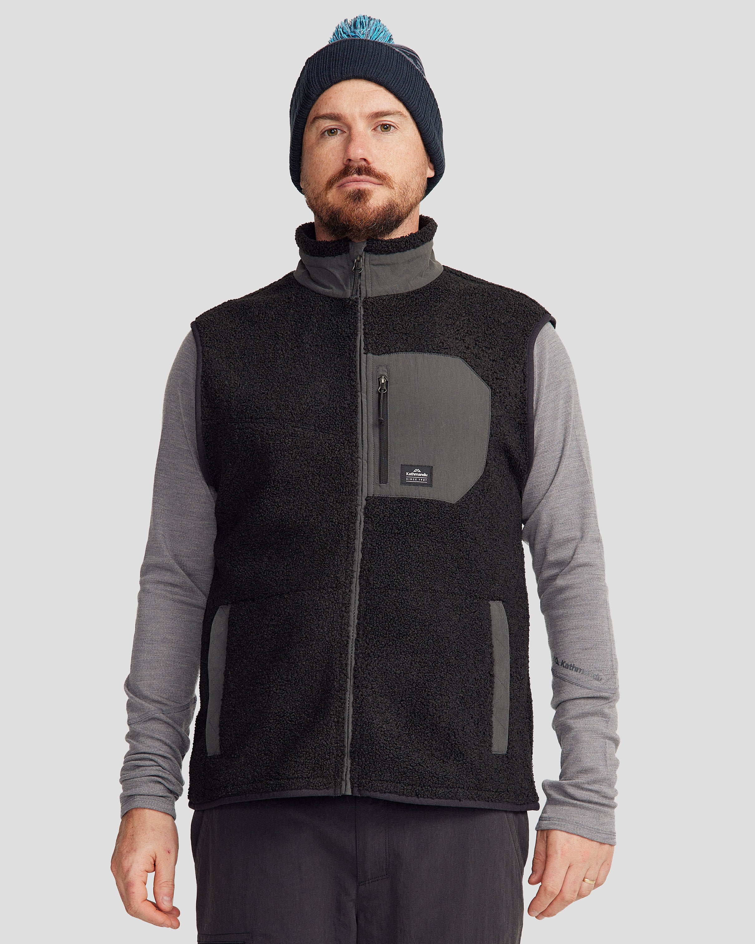 Men's High Pile Fleece Vest - Co Z Black Stingray Color - Warm Winter Layering for Outdoor Activities & Casual Wear